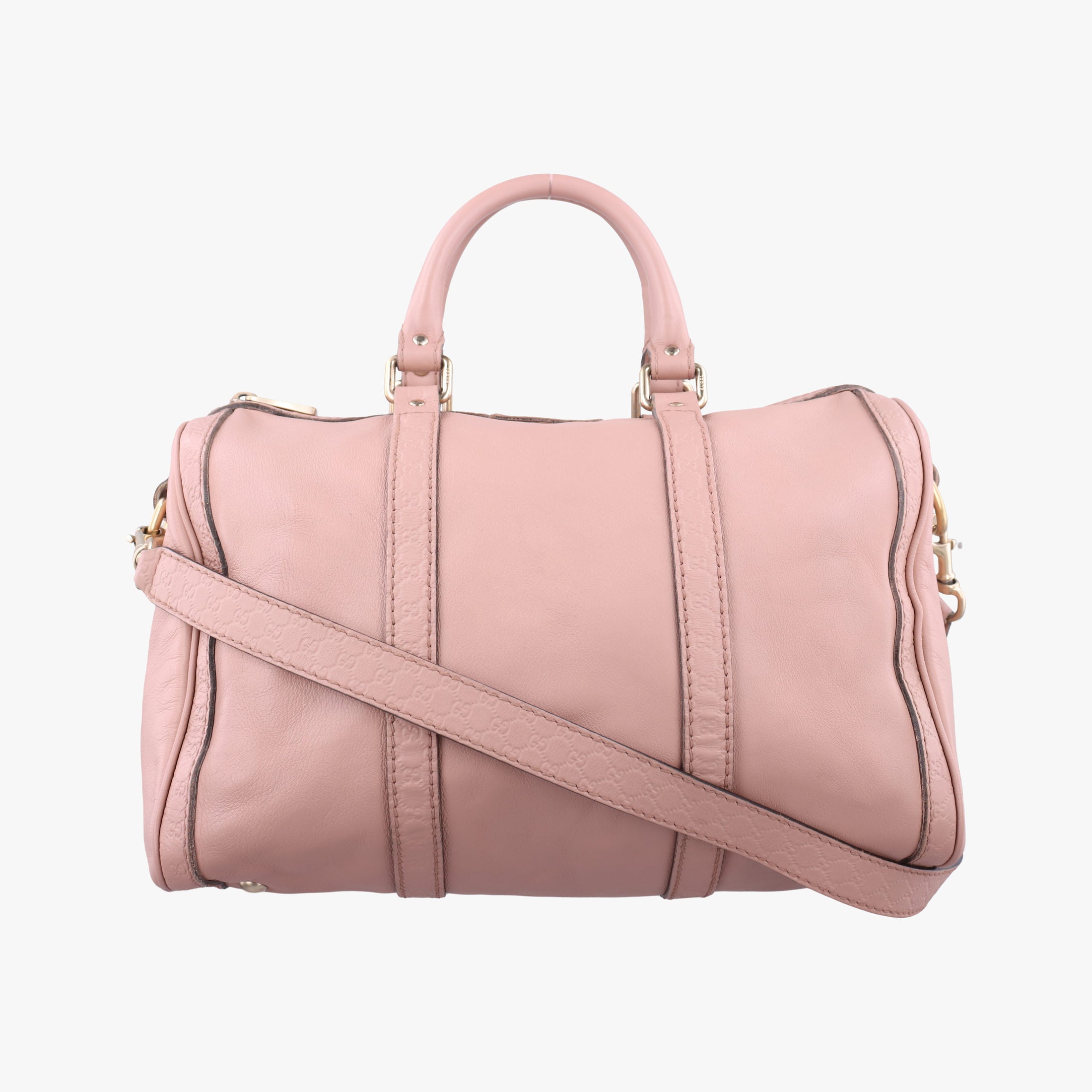 Pre-owned Gucci Guccissima Trim Web Joy Pink Leather 247205 shoulderbag | stylenewstar