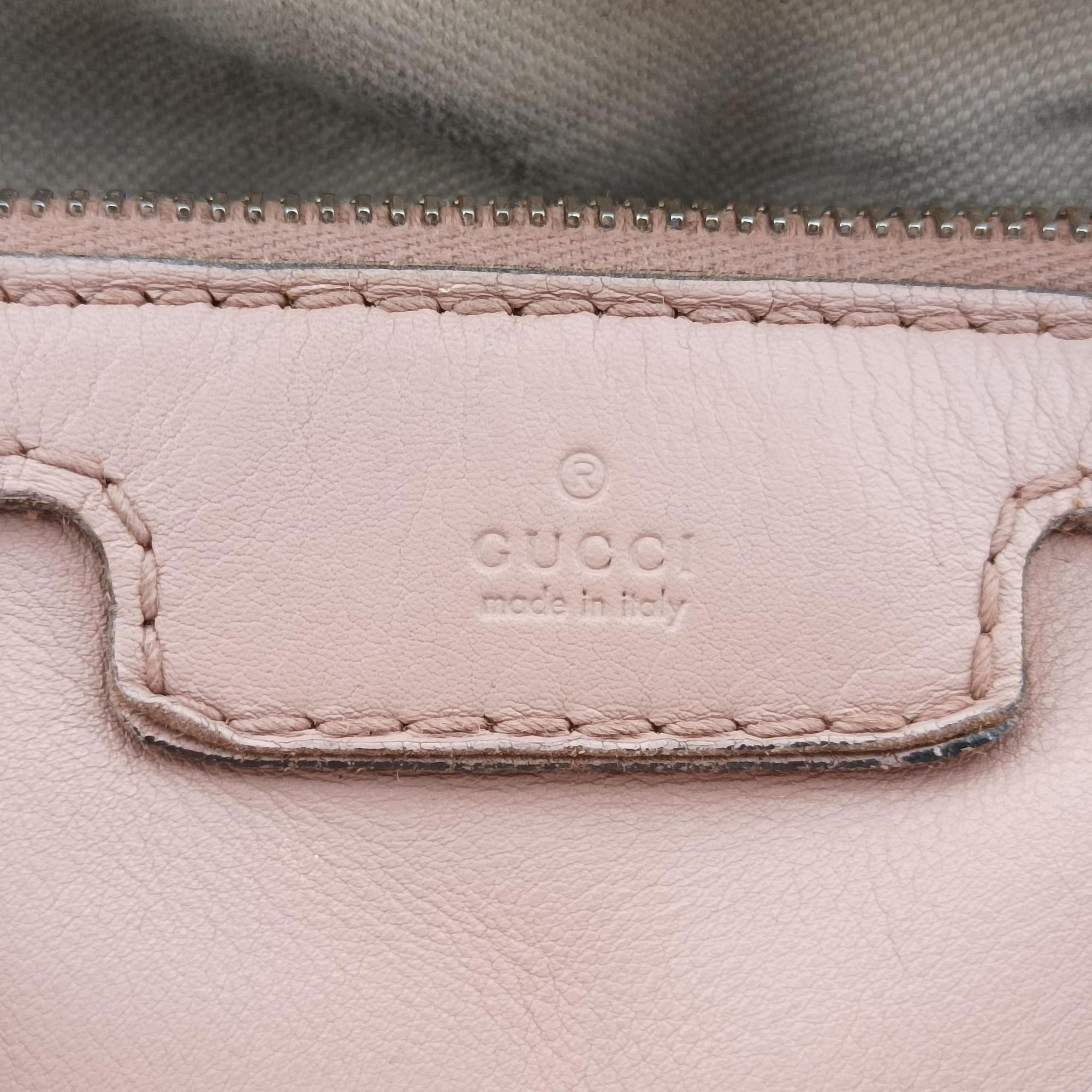 Pre-owned Gucci Guccissima Trim Web Joy Pink Leather 247205 shoulderbag | stylenewstar