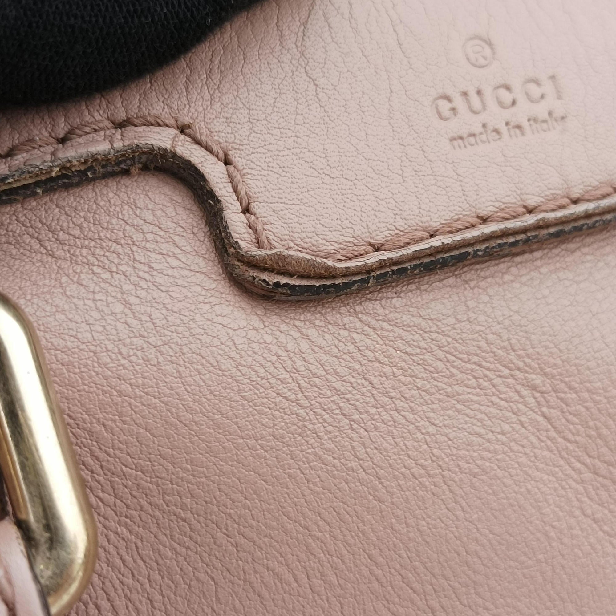 Pre-owned Gucci Guccissima Trim Web Joy Pink Leather 247205 shoulderbag | stylenewstar