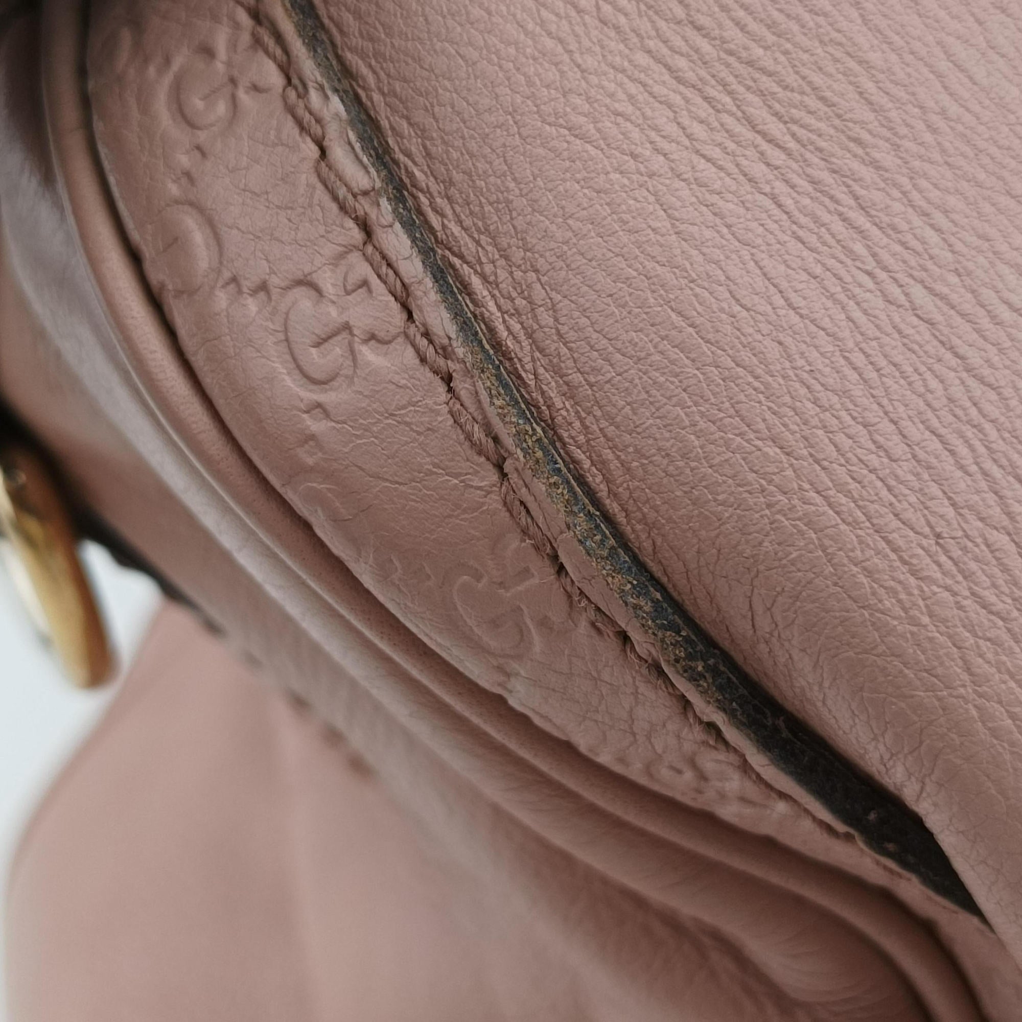 Pre-owned Gucci Guccissima Trim Web Joy Pink Leather 247205 shoulderbag | stylenewstar