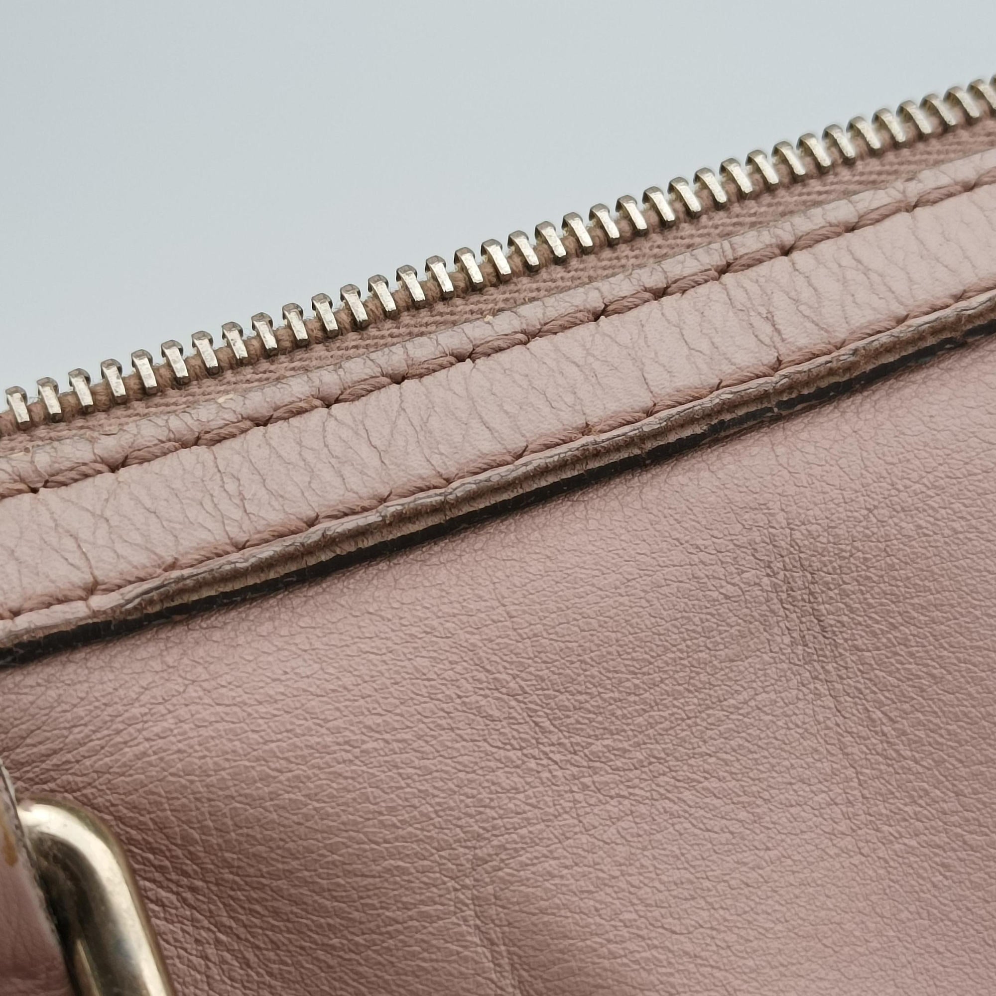 Pre-owned Gucci Guccissima Trim Web Joy Pink Leather 247205 shoulderbag | stylenewstar