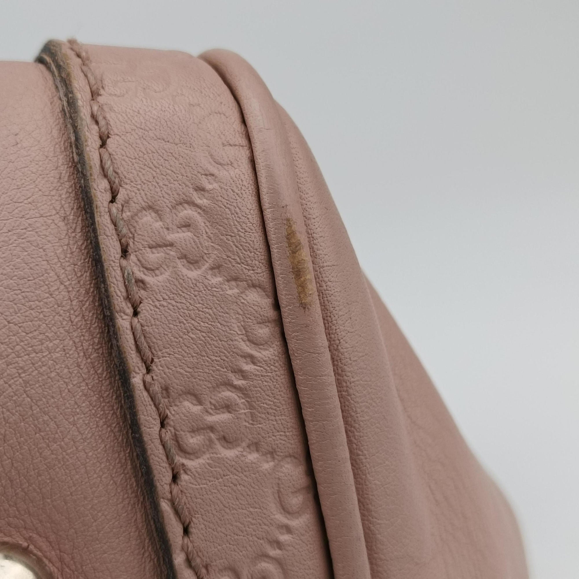 Pre-owned Gucci Guccissima Trim Web Joy Pink Leather 247205 shoulderbag | stylenewstar