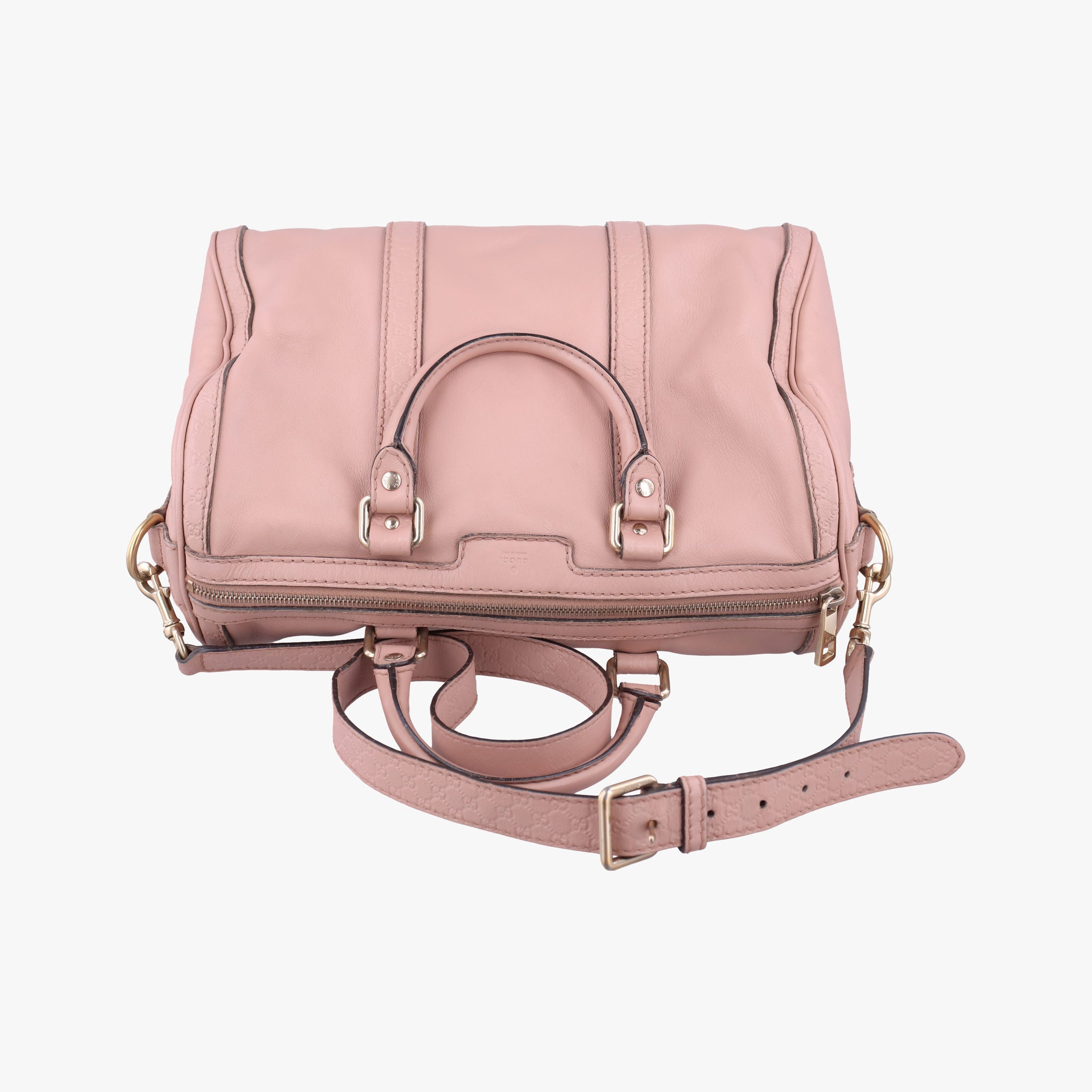 Pre-owned Gucci Guccissima Trim Web Joy Pink Leather 247205 shoulderbag | stylenewstar