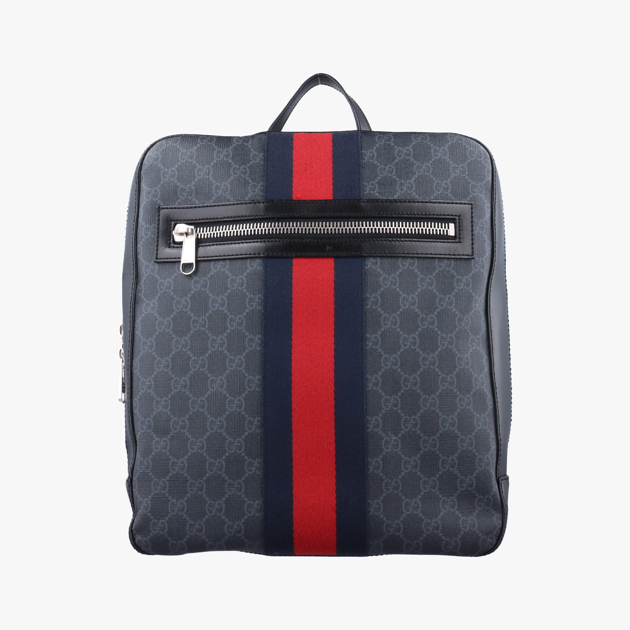 Pre-owned Gucci GG Supreme Black PVC coated canvas x Leather 478324 backpack/rucksack | stylenewstar