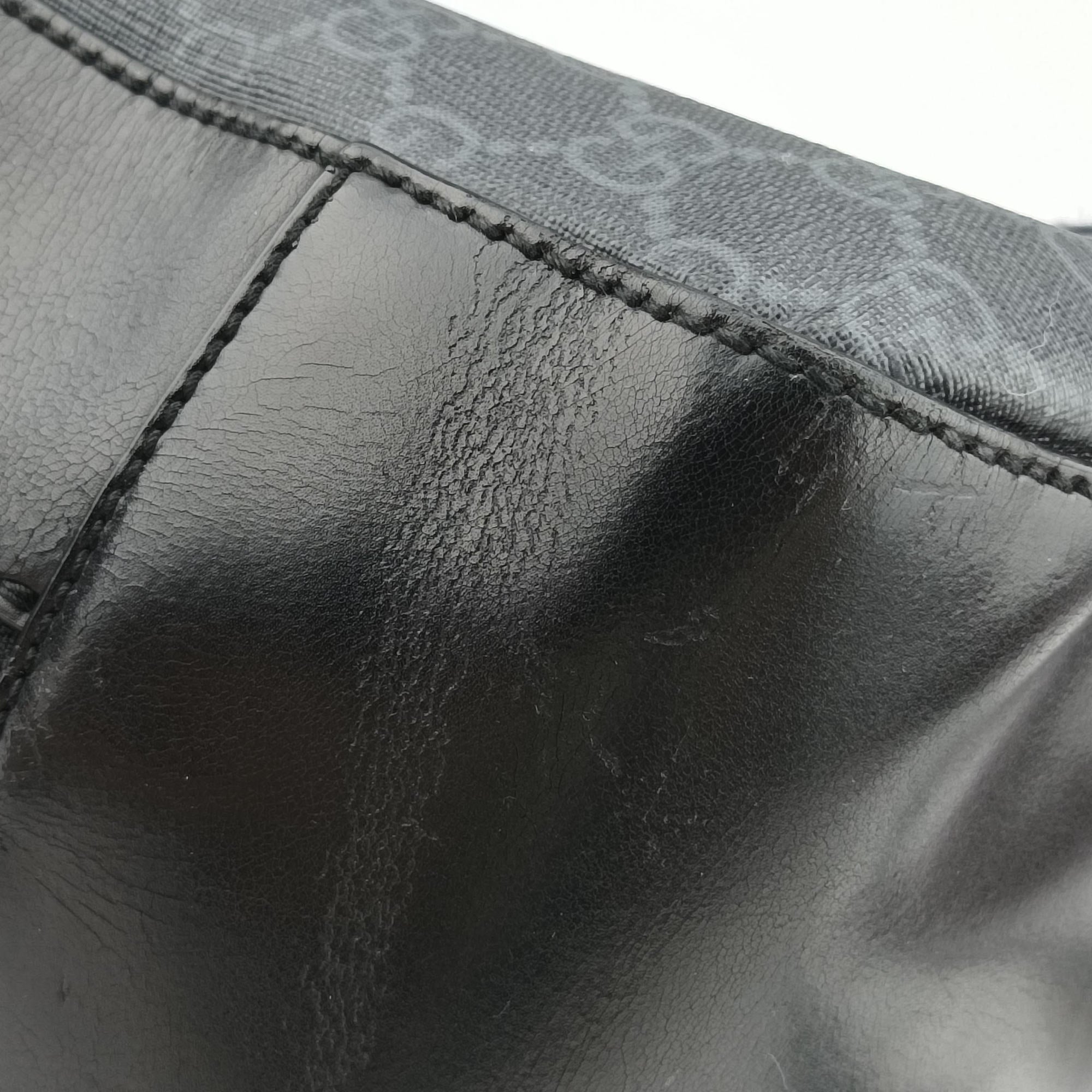 Pre-owned Gucci GG Supreme Black PVC coated canvas x Leather 478324 backpack/rucksack | stylenewstar