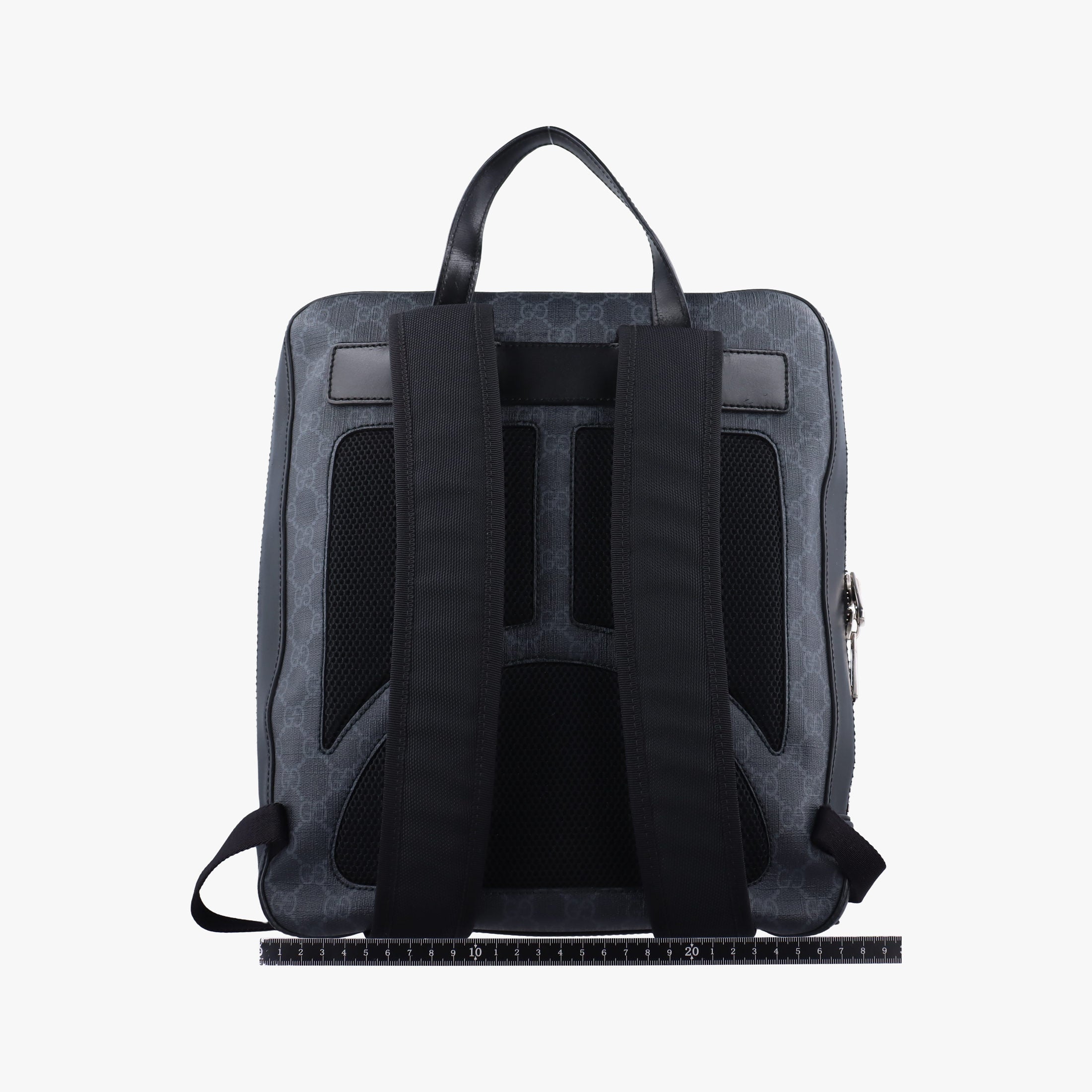 Pre-owned Gucci GG Supreme Black PVC coated canvas x Leather 478324 backpack/rucksack | stylenewstar