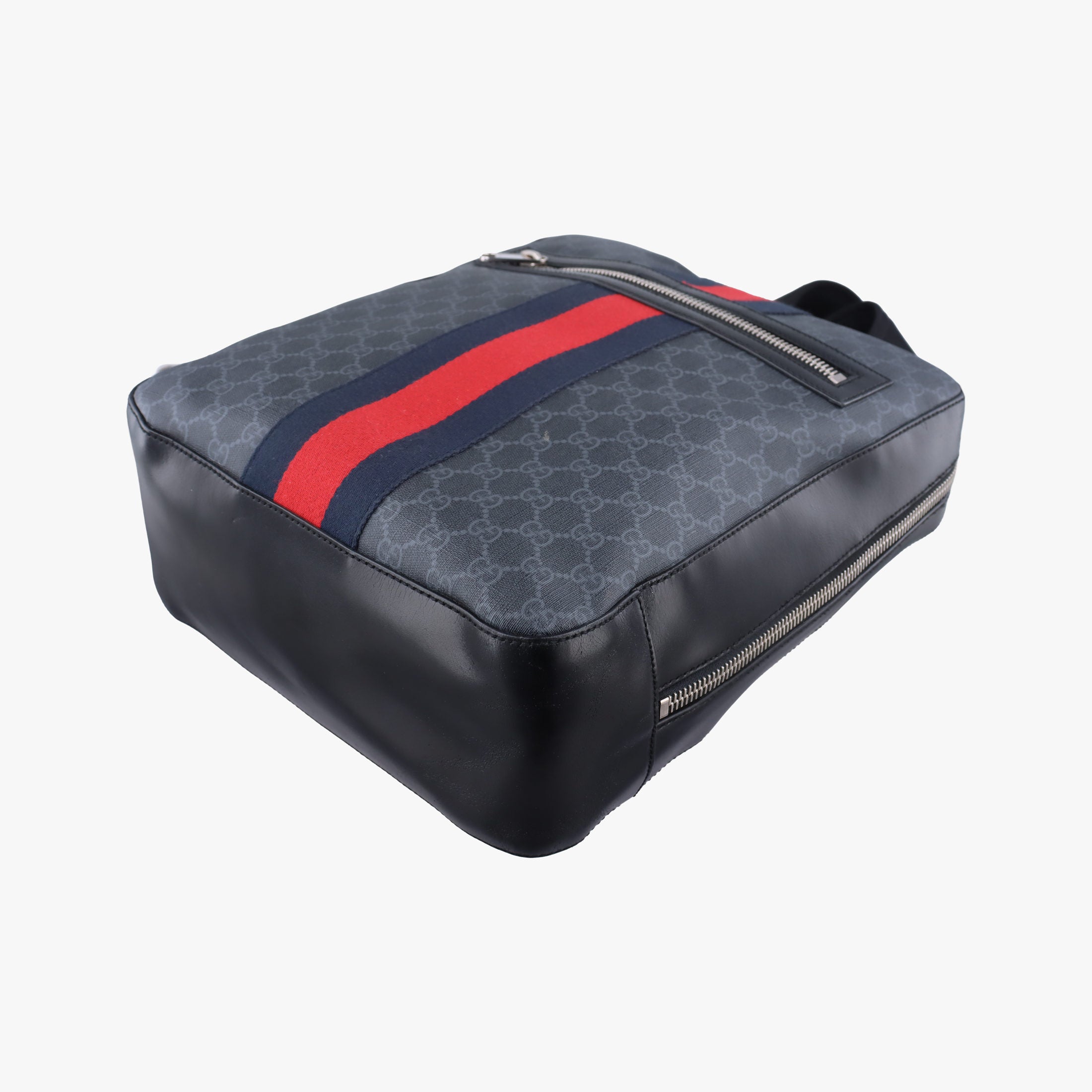 Pre-owned Gucci GG Supreme Black PVC coated canvas x Leather 478324 backpack/rucksack | stylenewstar