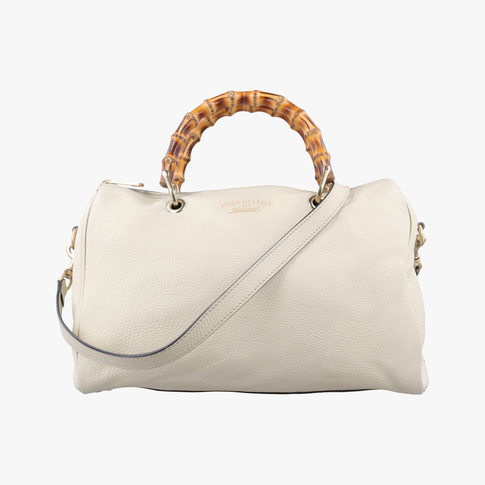 Pre-owned Gucci bamboo shopper White Leather 353124 shoulderbag | stylenewstar