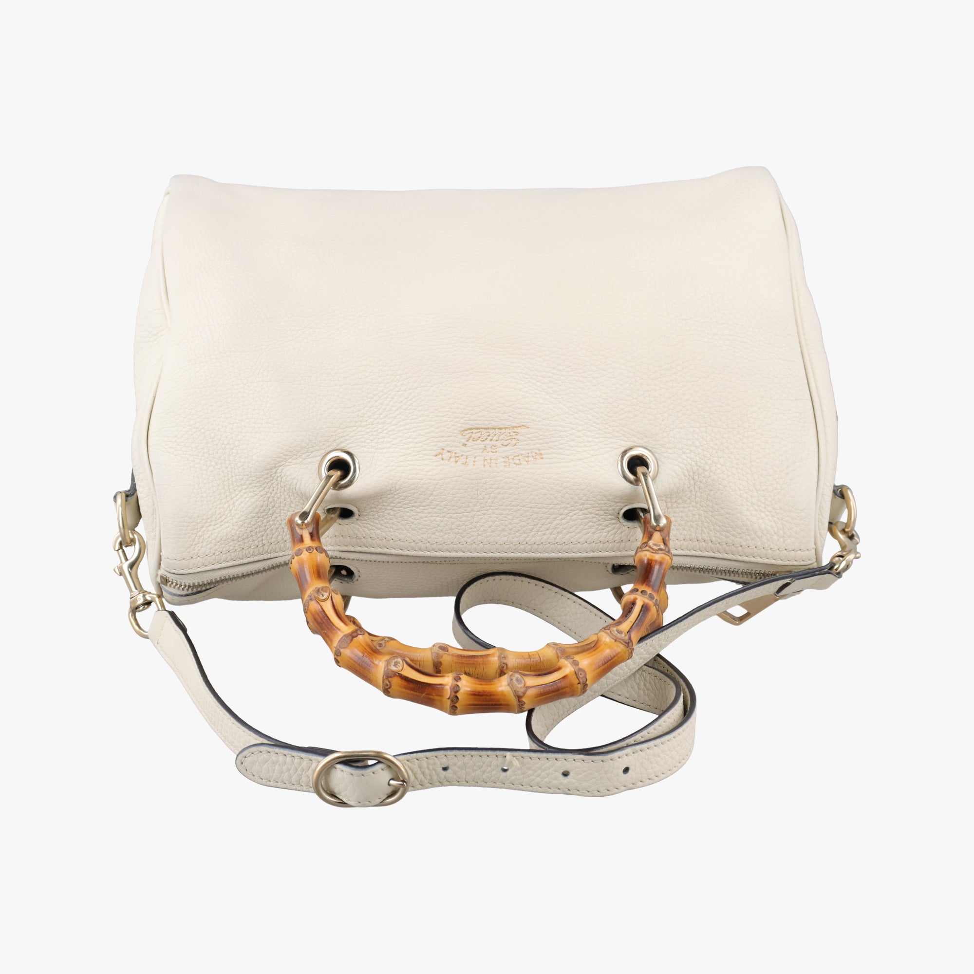 Pre-owned Gucci bamboo shopper White Leather 353124 shoulderbag | stylenewstar