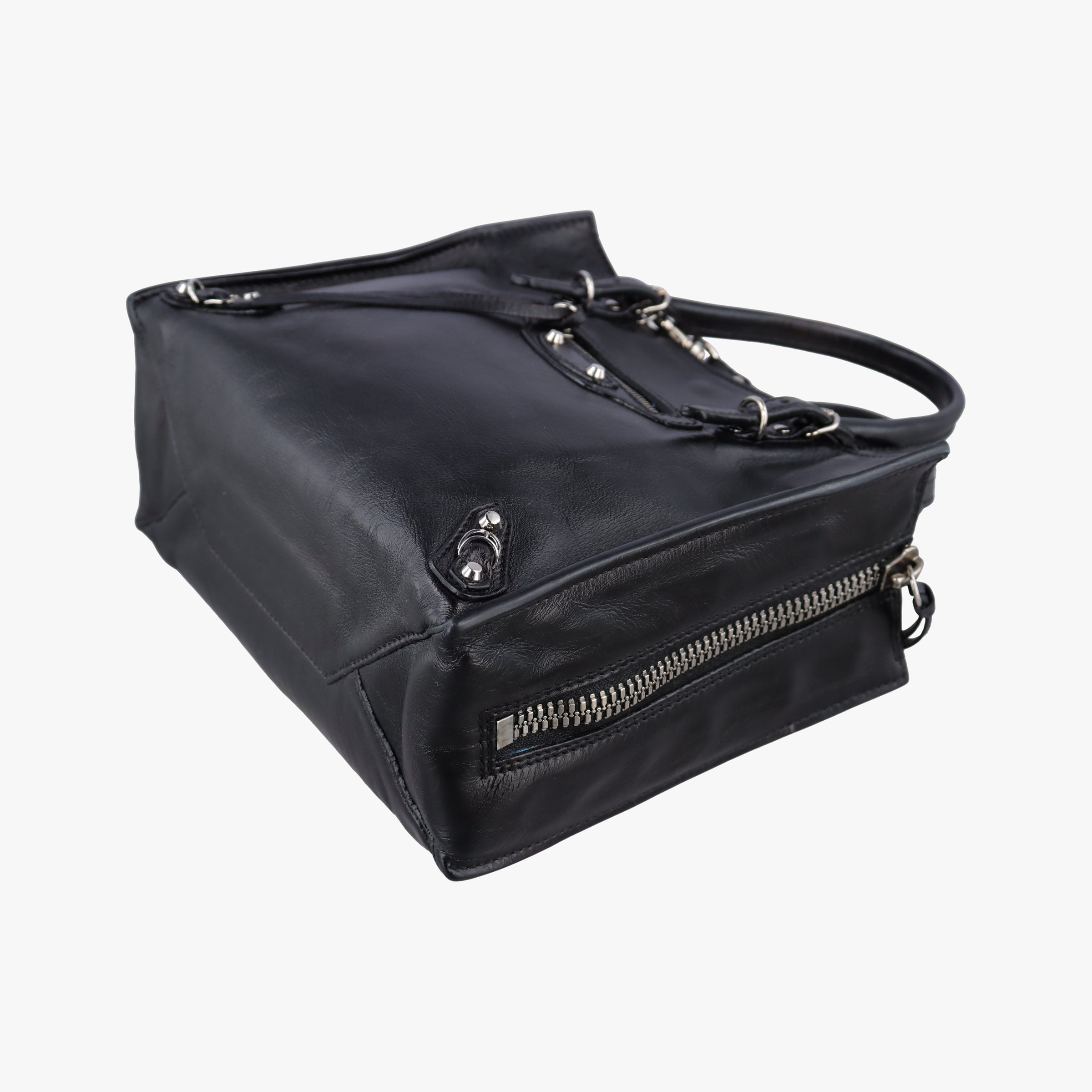 Vintage Balenciaga Paper A6 Zip Around Black×Blue Leather  shoulderbag | stylenewstar