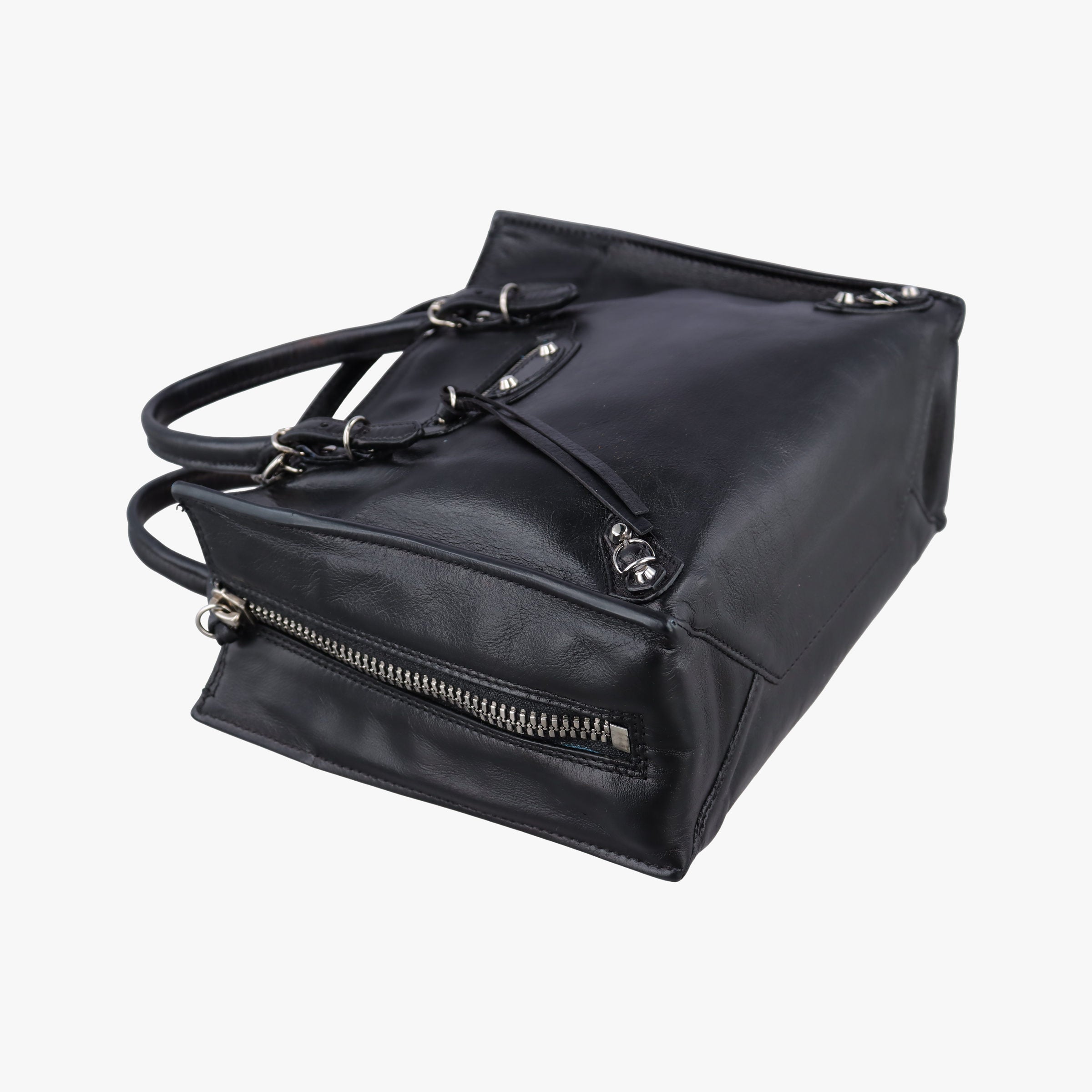 Vintage Balenciaga Paper A6 Zip Around Black×Blue Leather  shoulderbag | stylenewstar