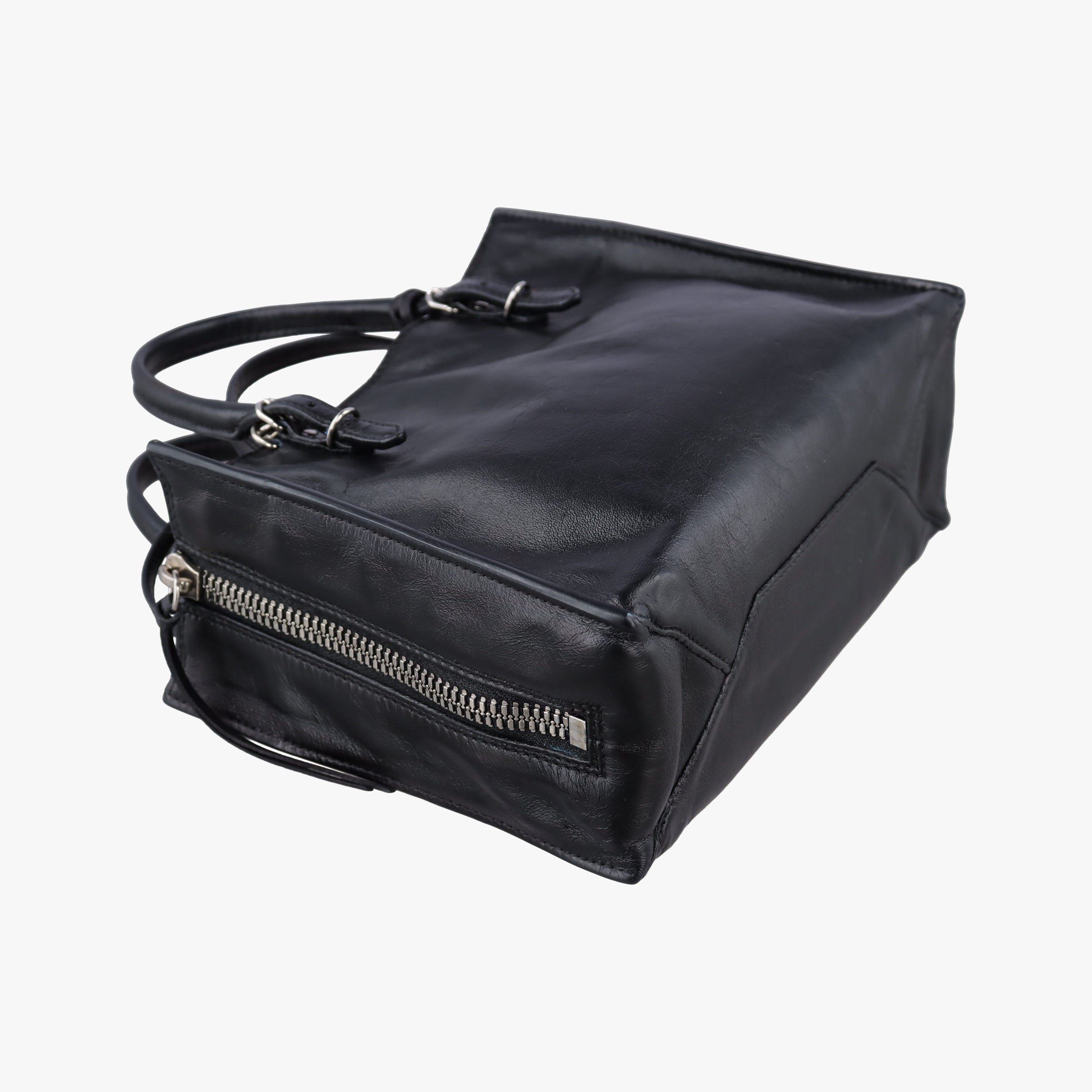 Vintage Balenciaga Paper A6 Zip Around Black×Blue Leather  shoulderbag | stylenewstar