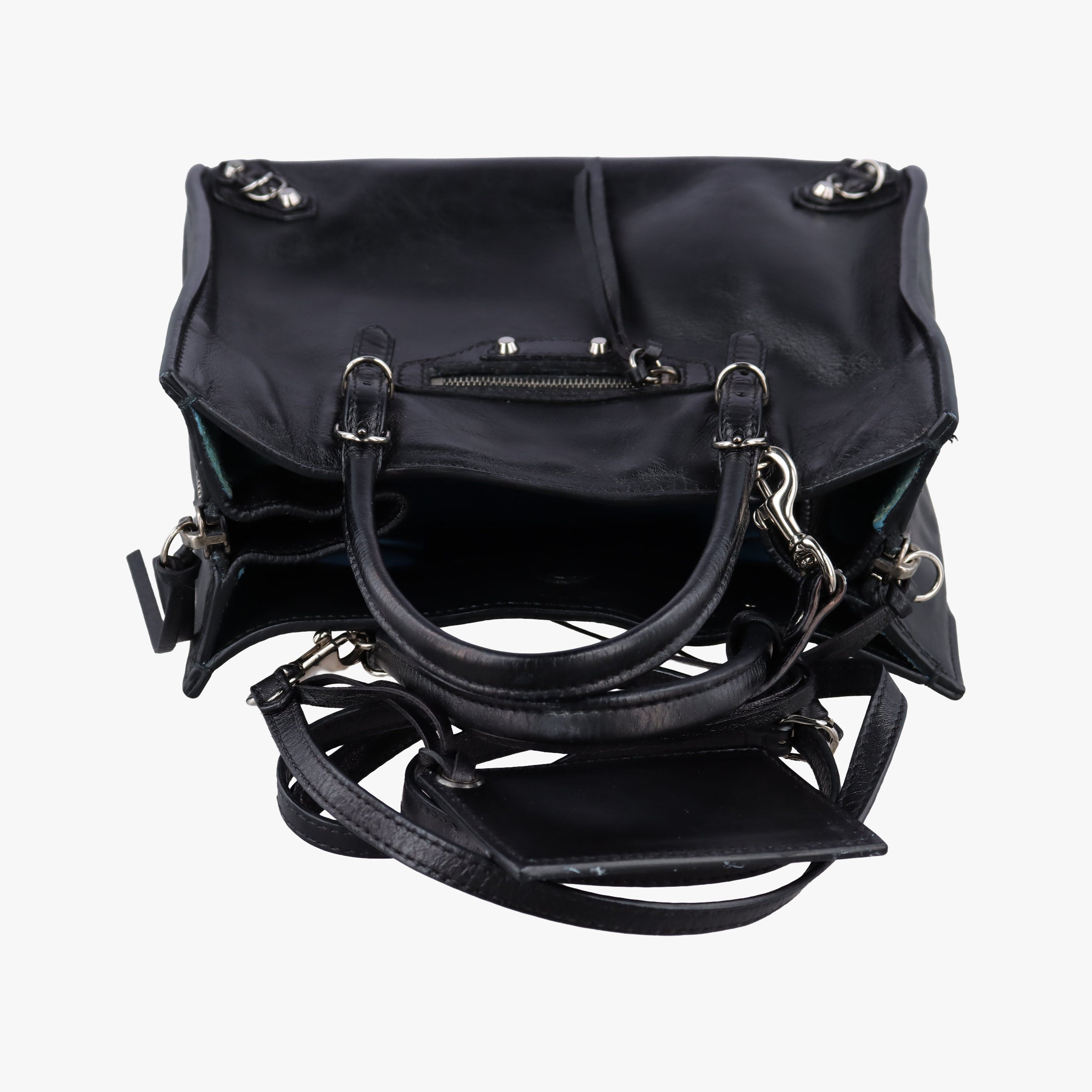 Vintage Balenciaga Paper A6 Zip Around Black×Blue Leather  shoulderbag | stylenewstar