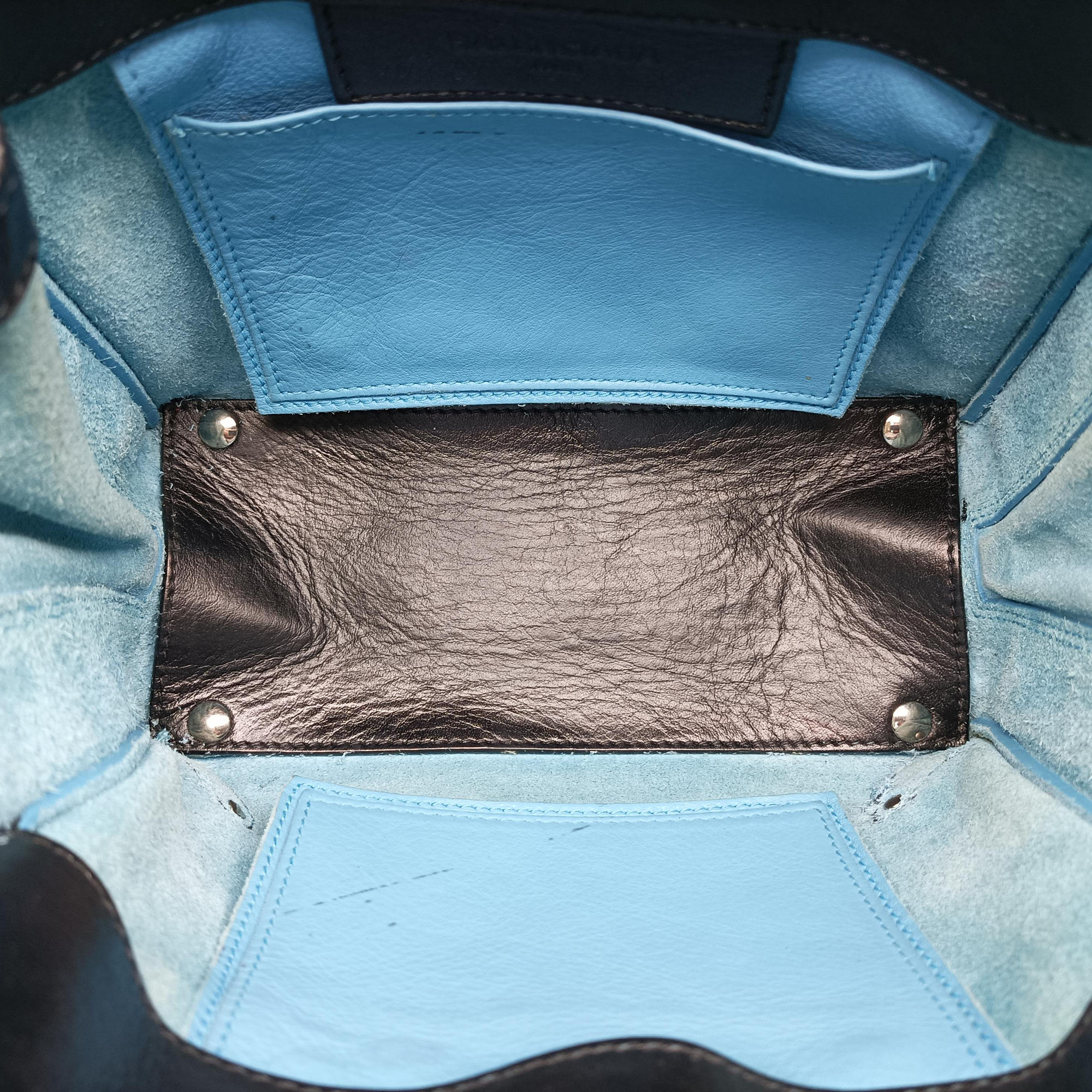 Vintage Balenciaga Paper A6 Zip Around Black×Blue Leather  shoulderbag | stylenewstar