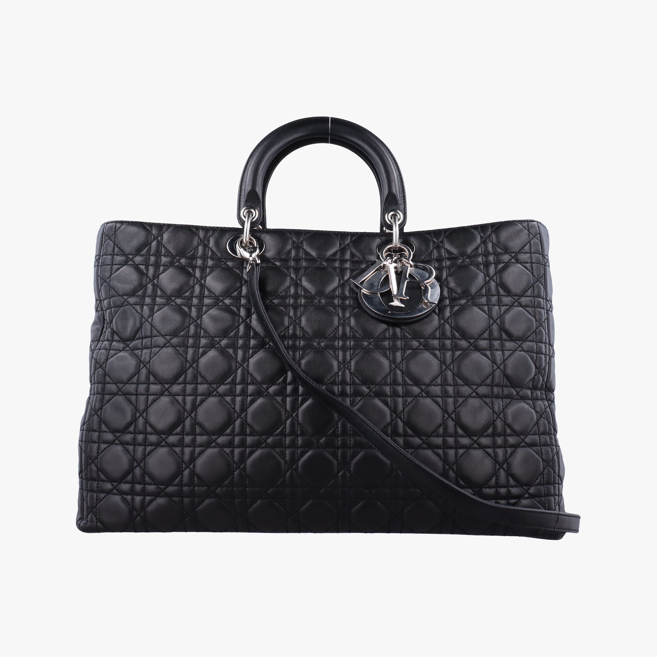 Pre-owned Christian Dior Lady Dior Black lambskin  shoulderbag | stylenewstar