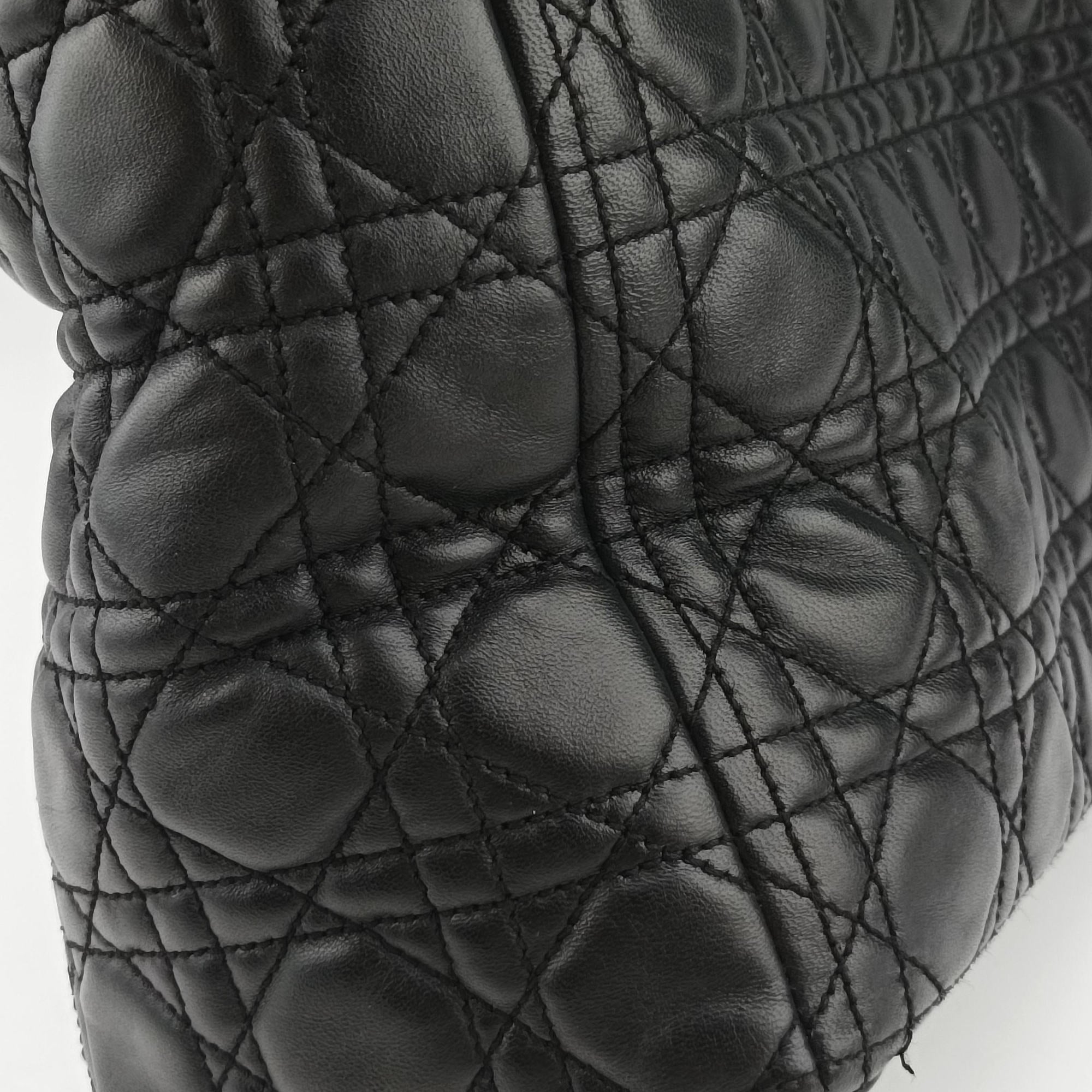Pre-owned Christian Dior Lady Dior Black lambskin  shoulderbag | stylenewstar