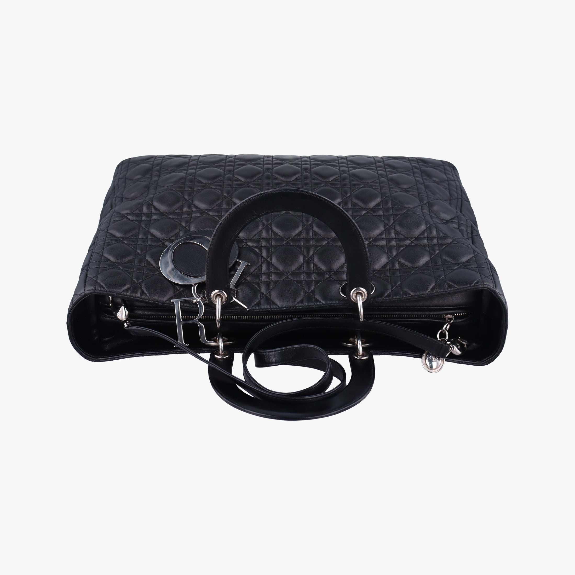 Pre-owned Christian Dior Lady Dior Black lambskin  shoulderbag | stylenewstar