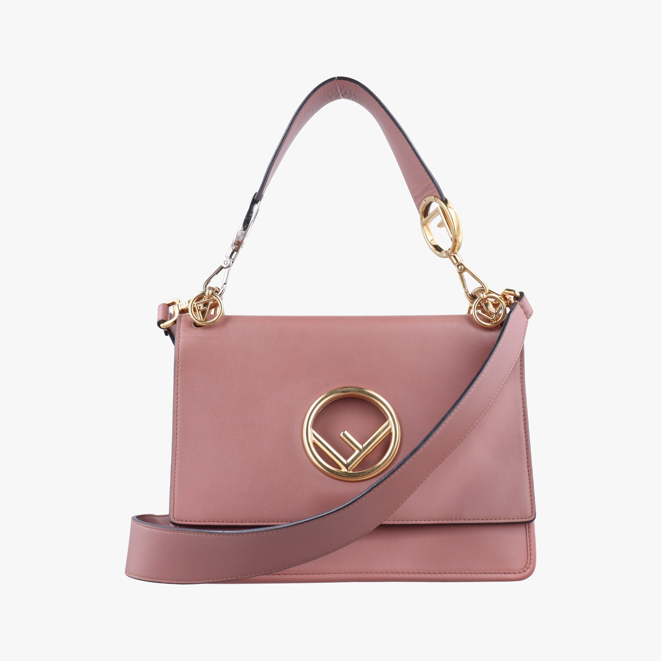 Pre-owned Fendi Kan I F Pink Leather 8BT284 shoulderbag | stylenewstar