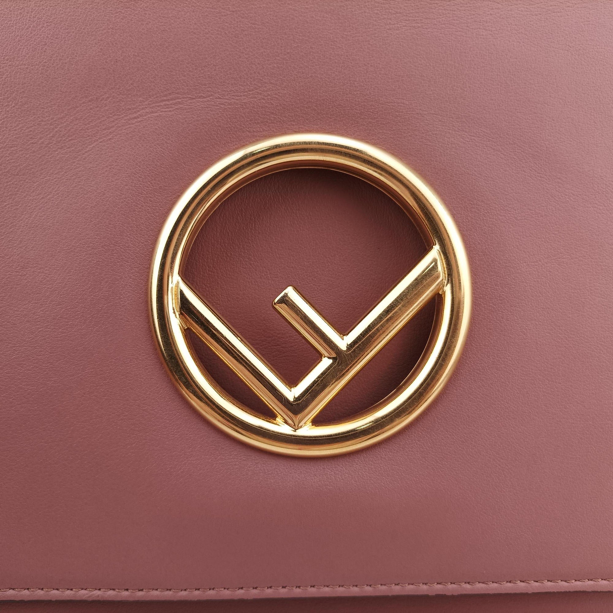 Pre-owned Fendi Kan I F Pink Leather 8BT284 shoulderbag | stylenewstar