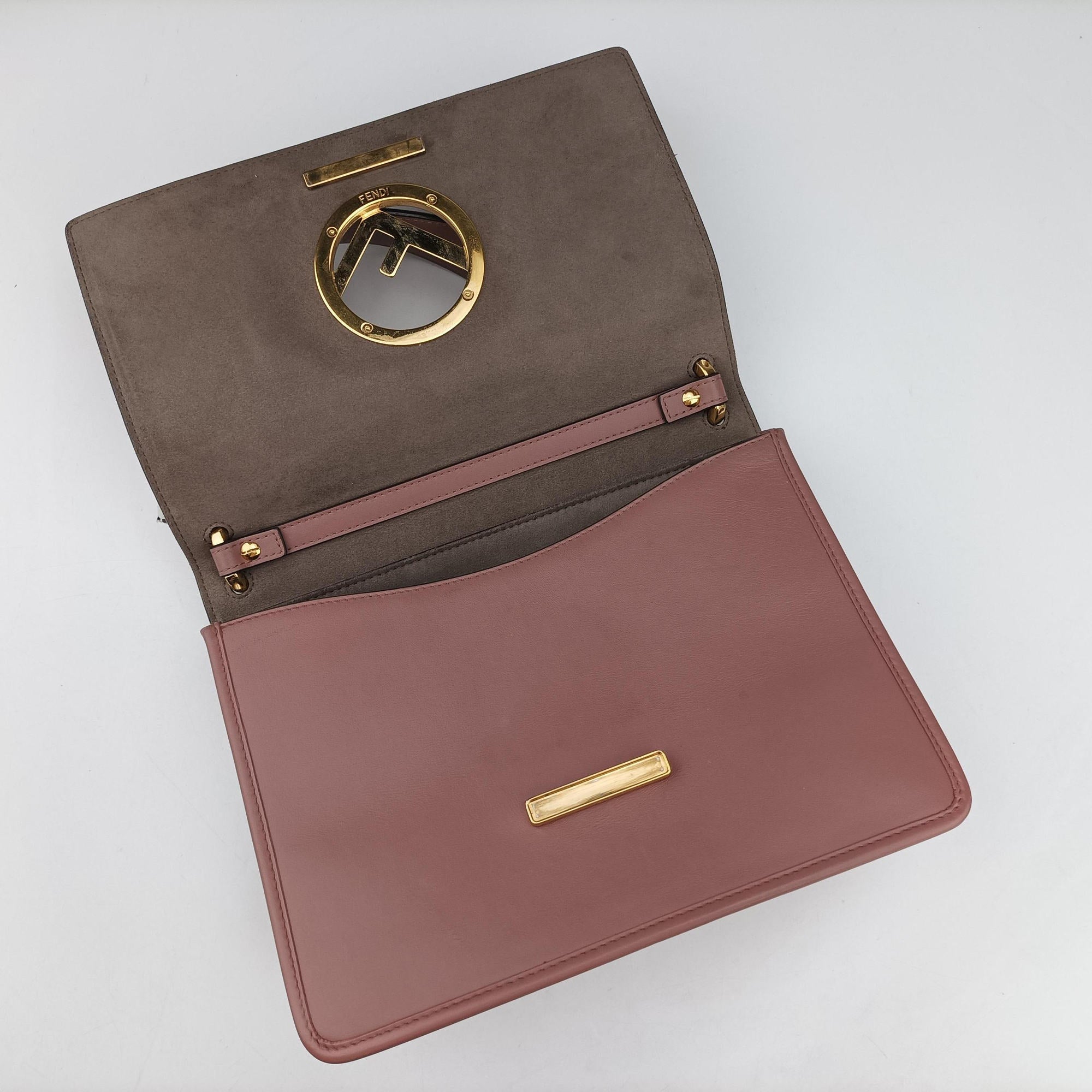 Pre-owned Fendi Kan I F Pink Leather 8BT284 shoulderbag | stylenewstar