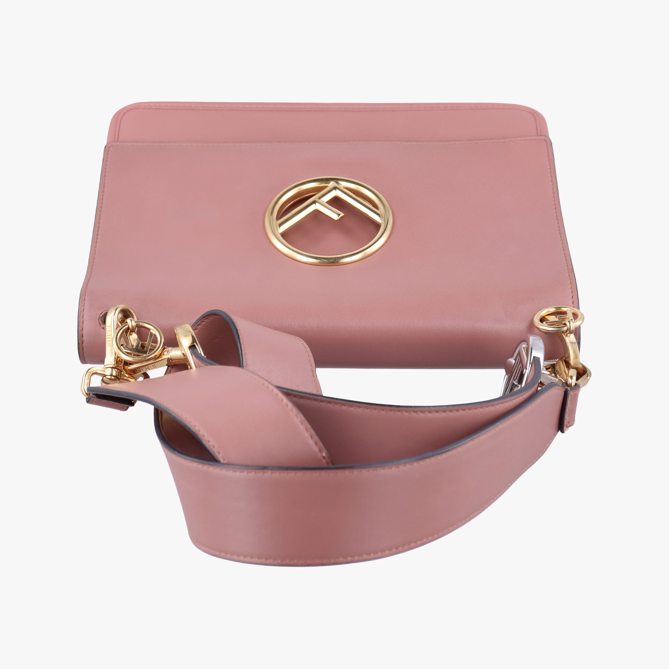 Pre-owned Fendi Kan I F Pink Leather 8BT284 shoulderbag | stylenewstar