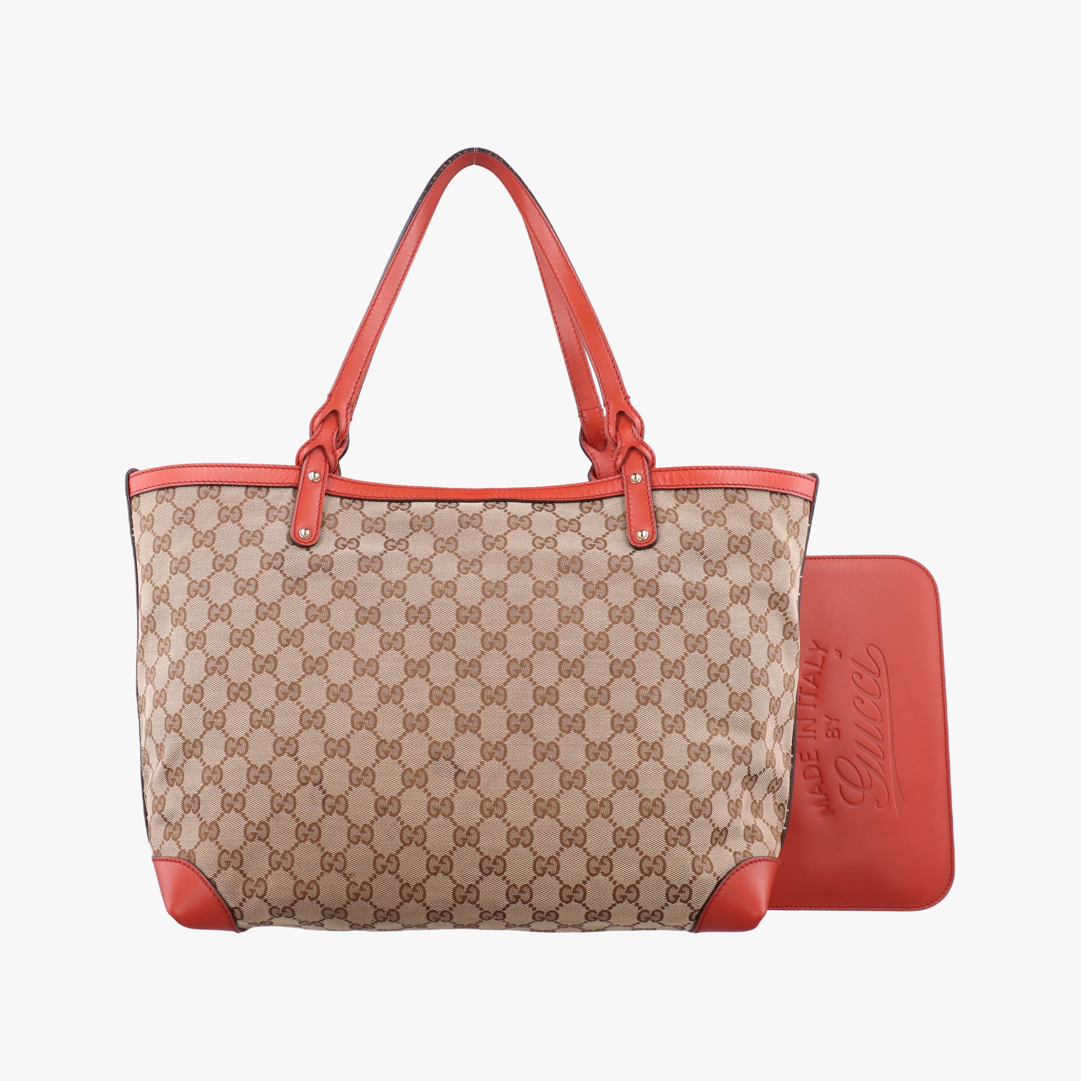 Pre-owned Gucci GG Craft orange×beige canvas×leather 247209 shoulderbag | stylenewstar
