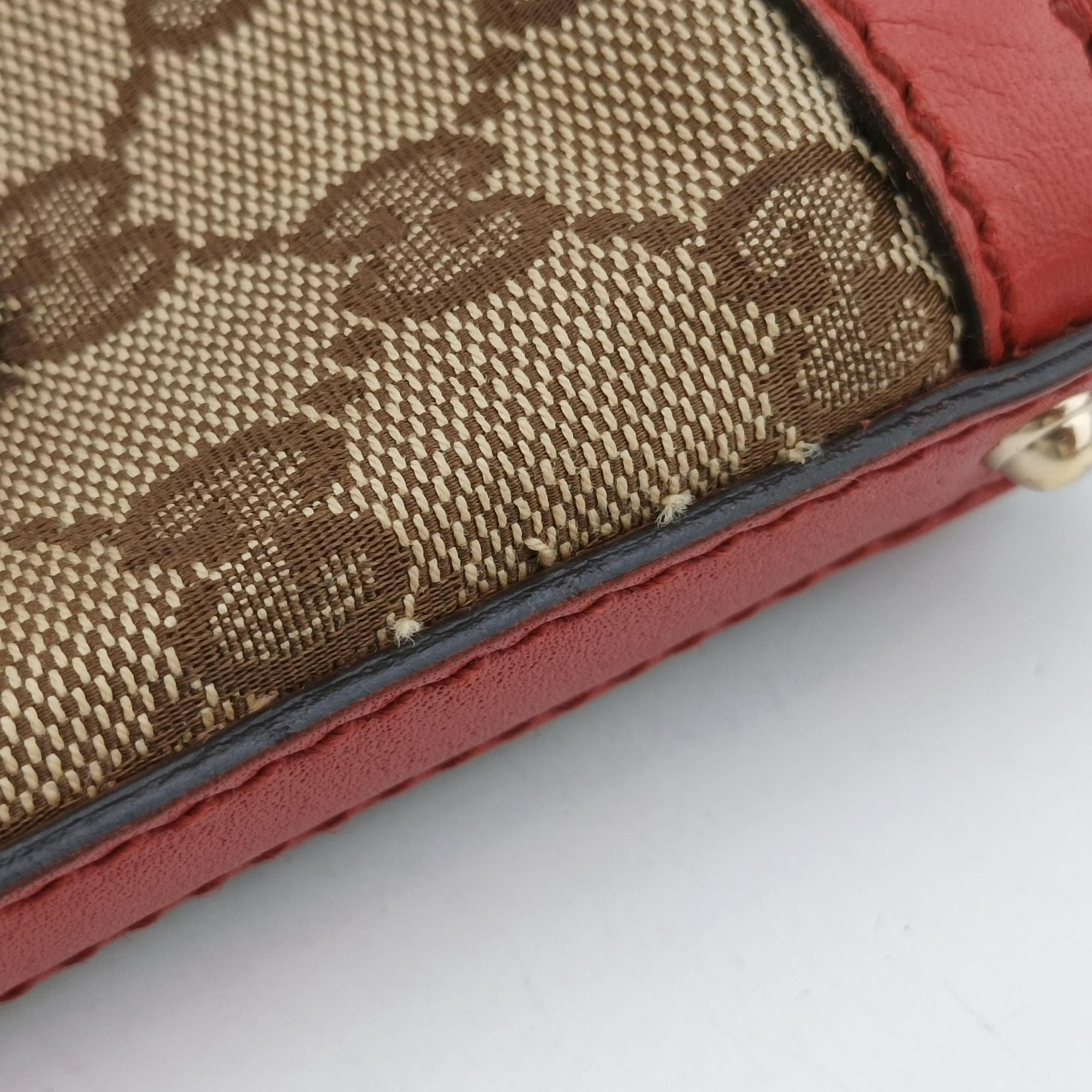 Pre-owned Gucci GG Craft orange×beige canvas×leather 247209 shoulderbag | stylenewstar