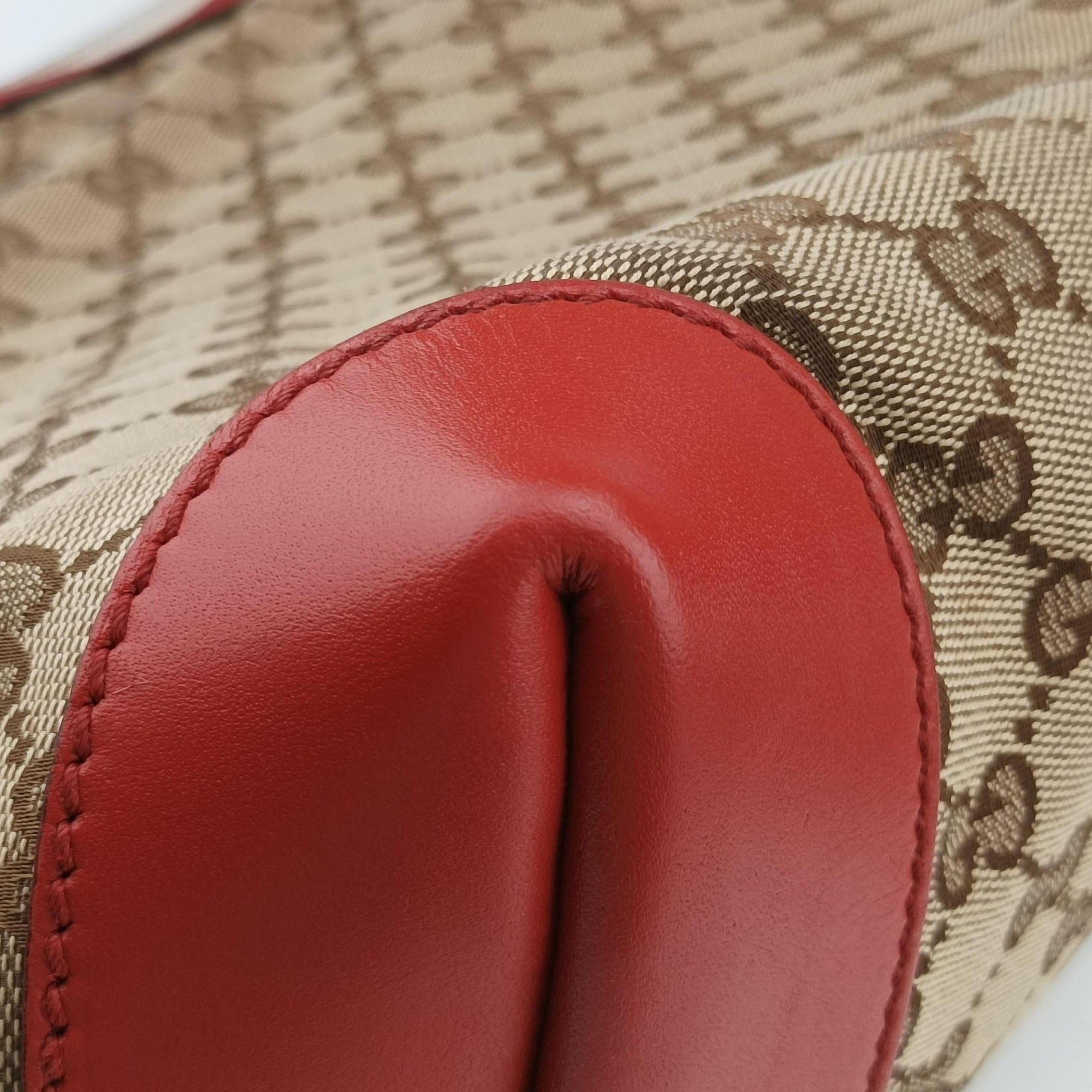 Pre-owned Gucci GG Craft orange×beige canvas×leather 247209 shoulderbag | stylenewstar