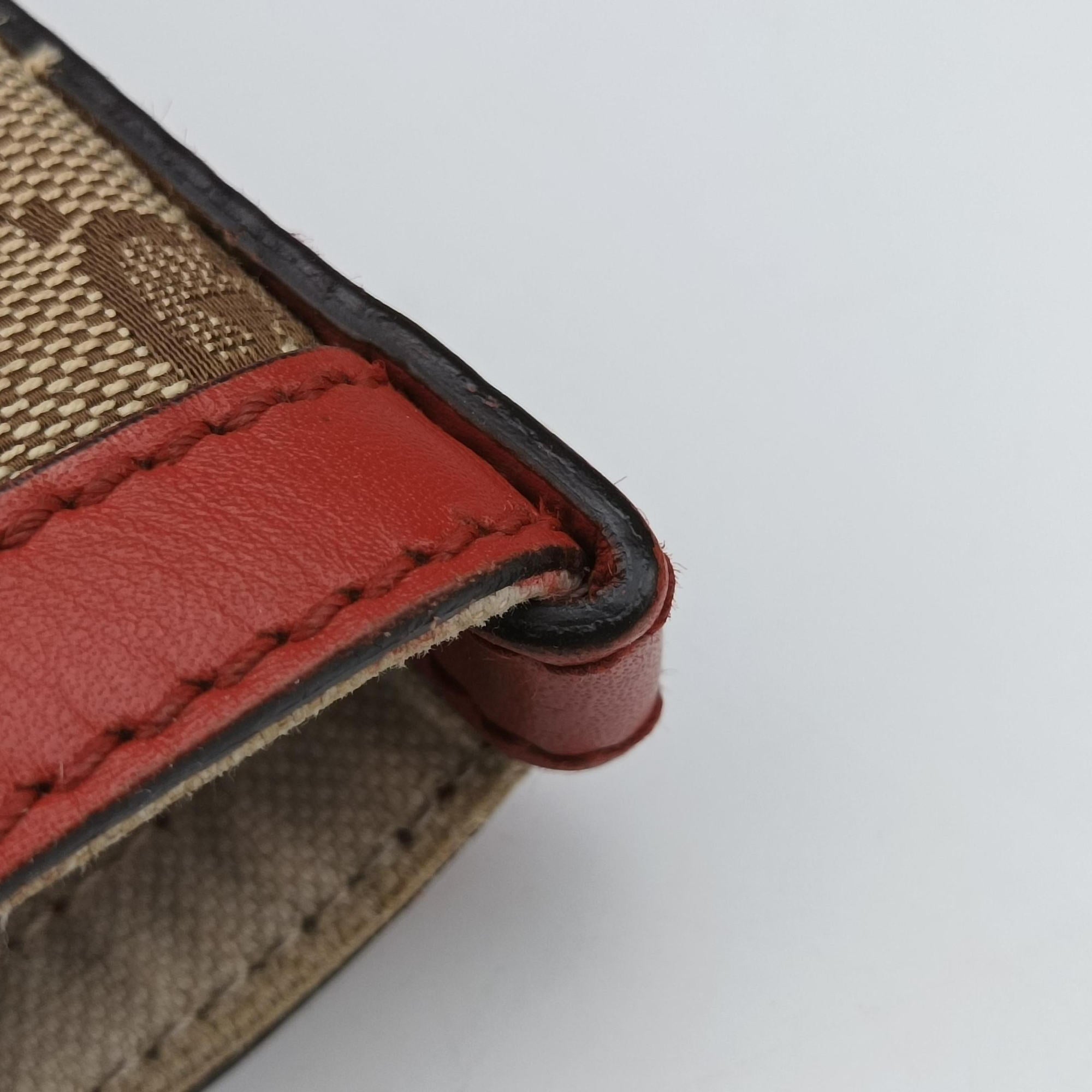 Pre-owned Gucci GG Craft orange×beige canvas×leather 247209 shoulderbag | stylenewstar
