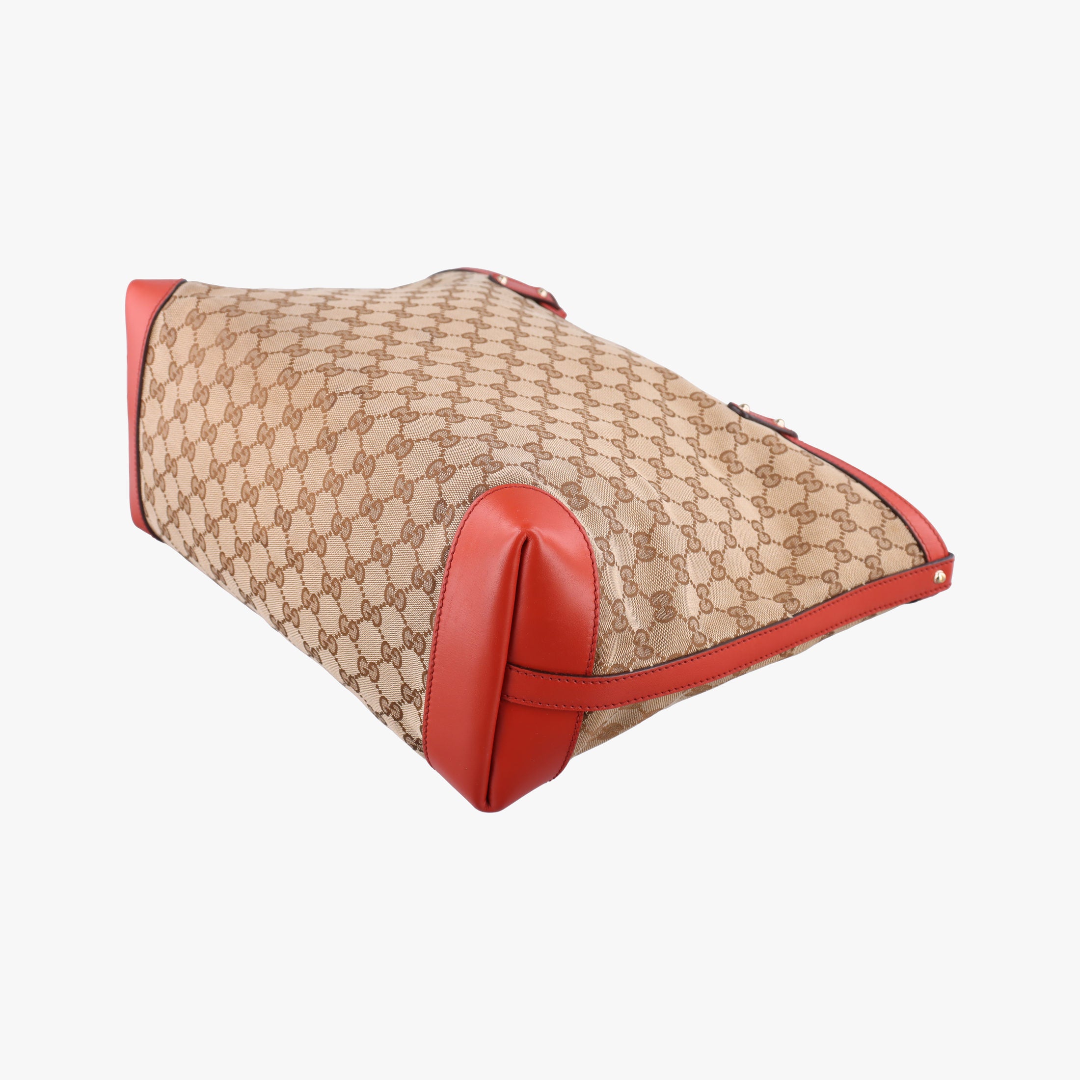 Pre-owned Gucci GG Craft orange×beige canvas×leather 247209 shoulderbag | stylenewstar
