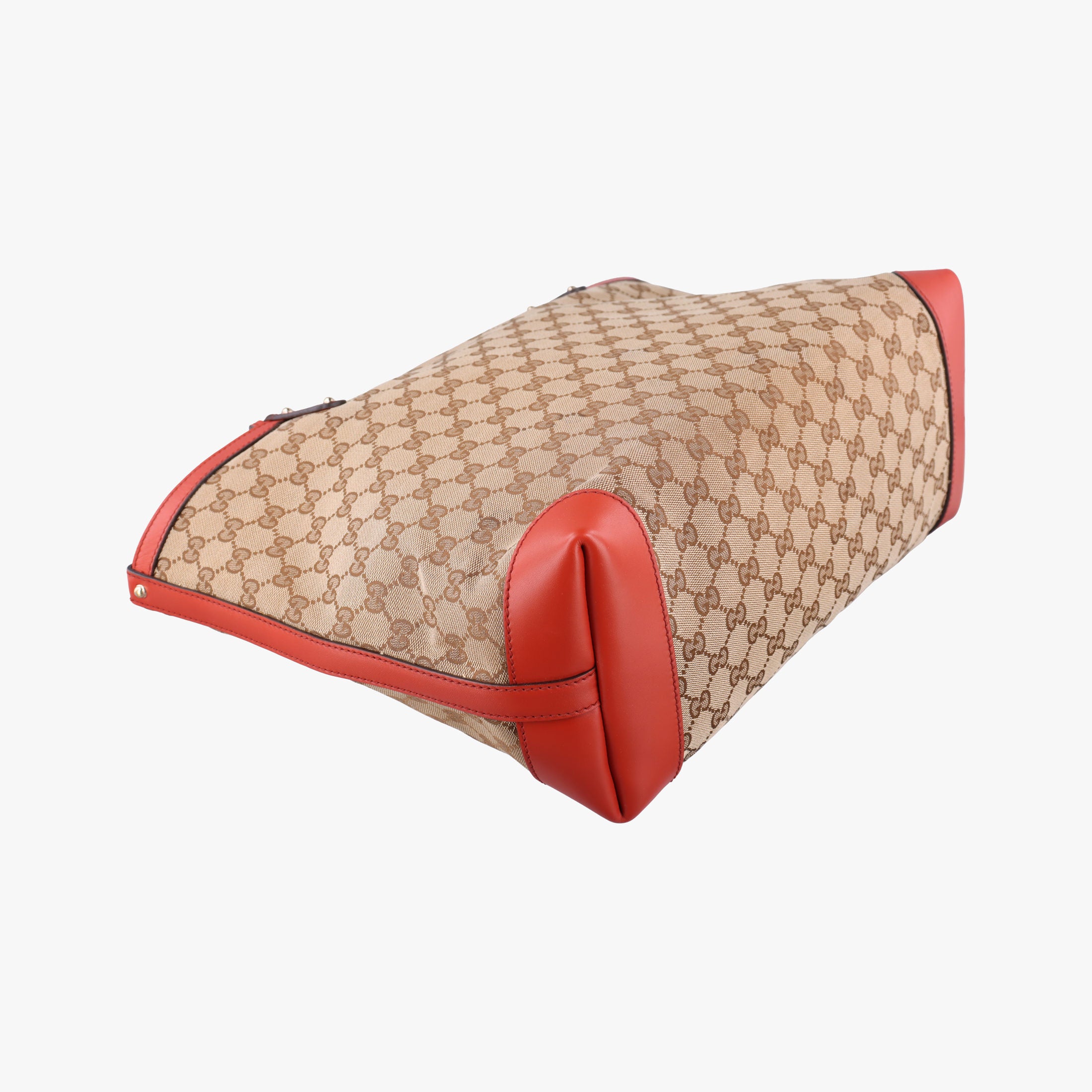 Pre-owned Gucci GG Craft orange×beige canvas×leather 247209 shoulderbag | stylenewstar