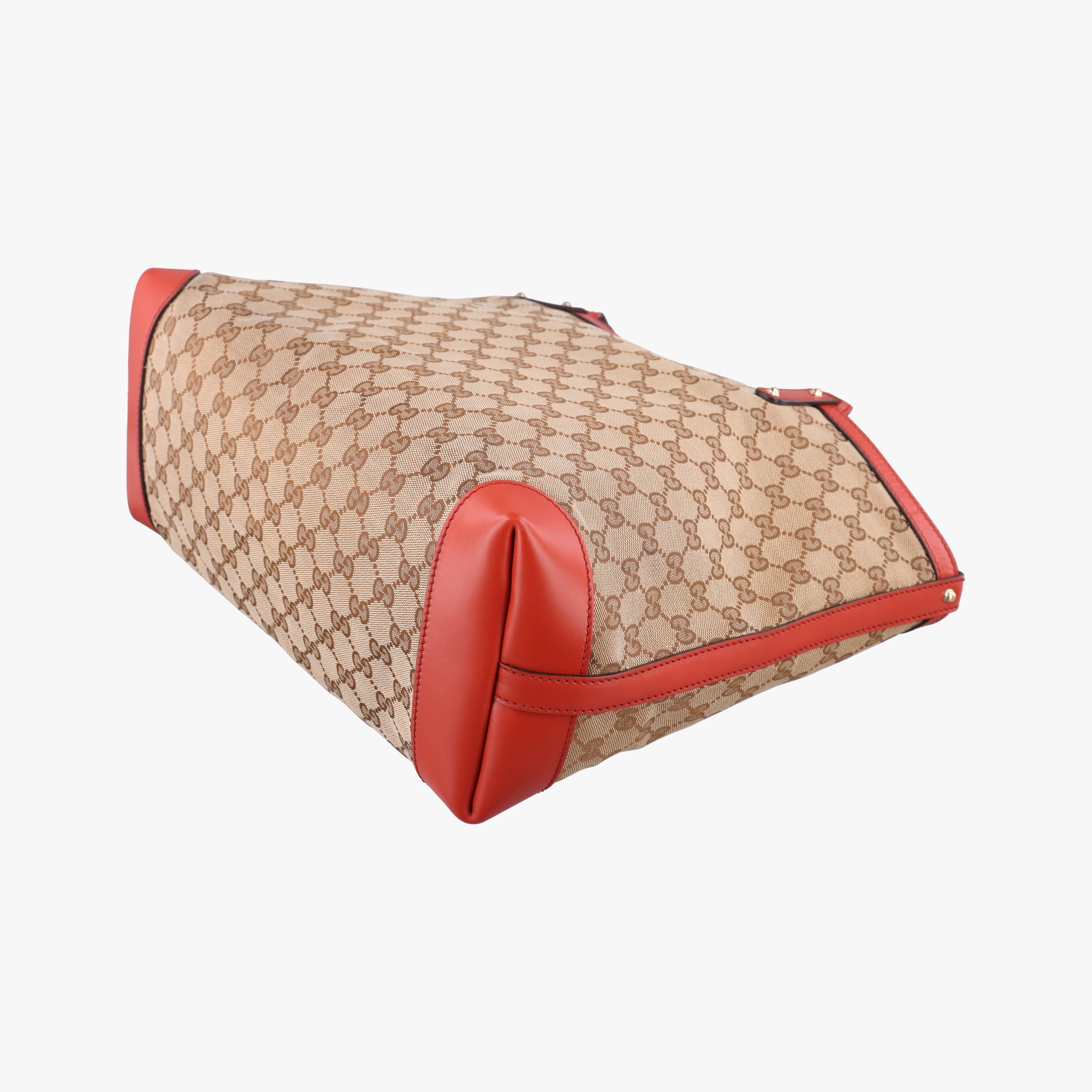 Pre-owned Gucci GG Craft orange×beige canvas×leather 247209 shoulderbag | stylenewstar