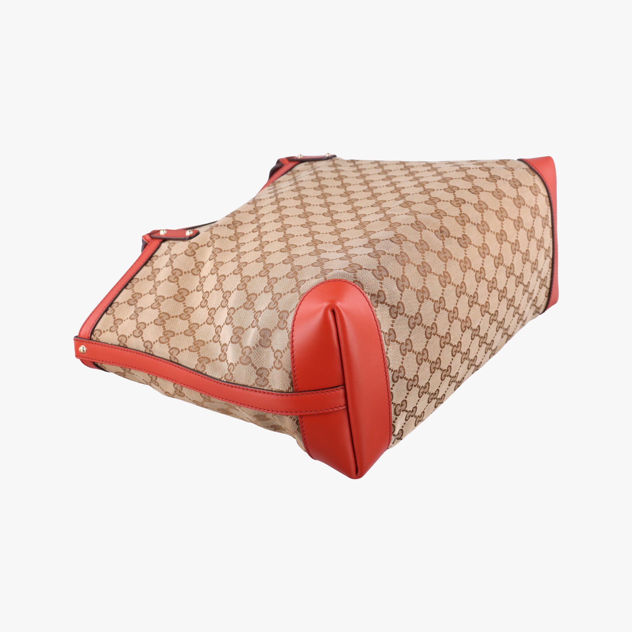 Pre-owned Gucci GG Craft orange×beige canvas×leather 247209 shoulderbag | stylenewstar