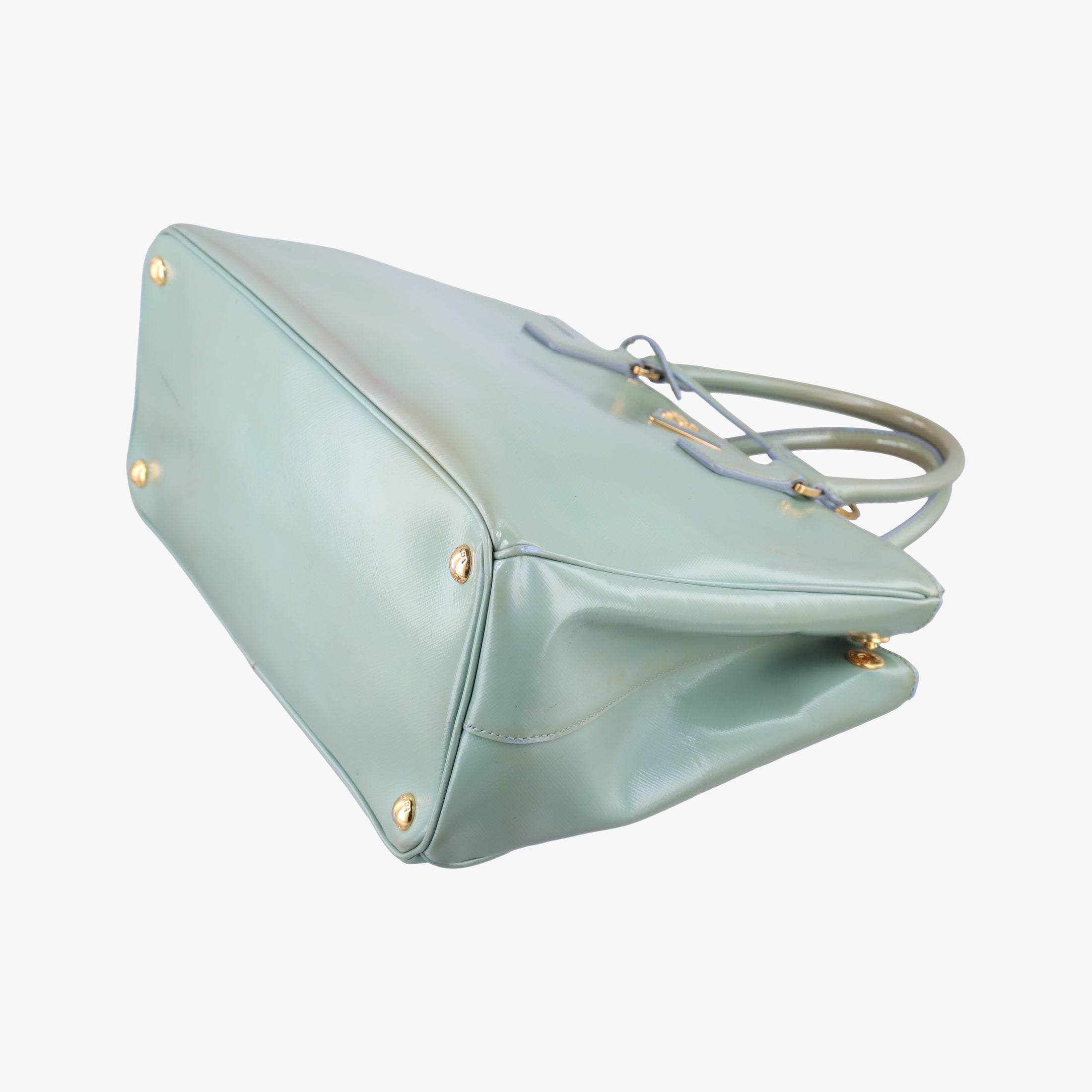 Pre-owned Prada Galleria green Patent BN2274 shoulderbag | stylenewstar