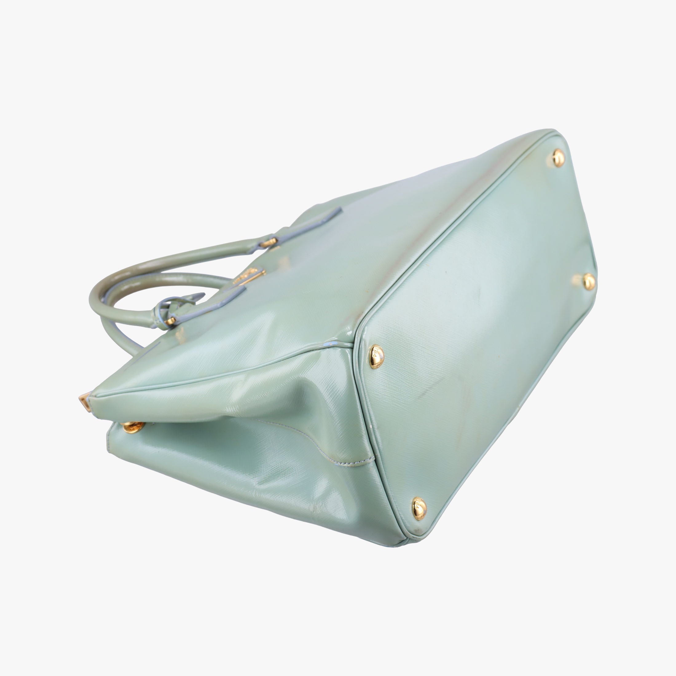 Pre-owned Prada Galleria green Patent BN2274 shoulderbag | stylenewstar