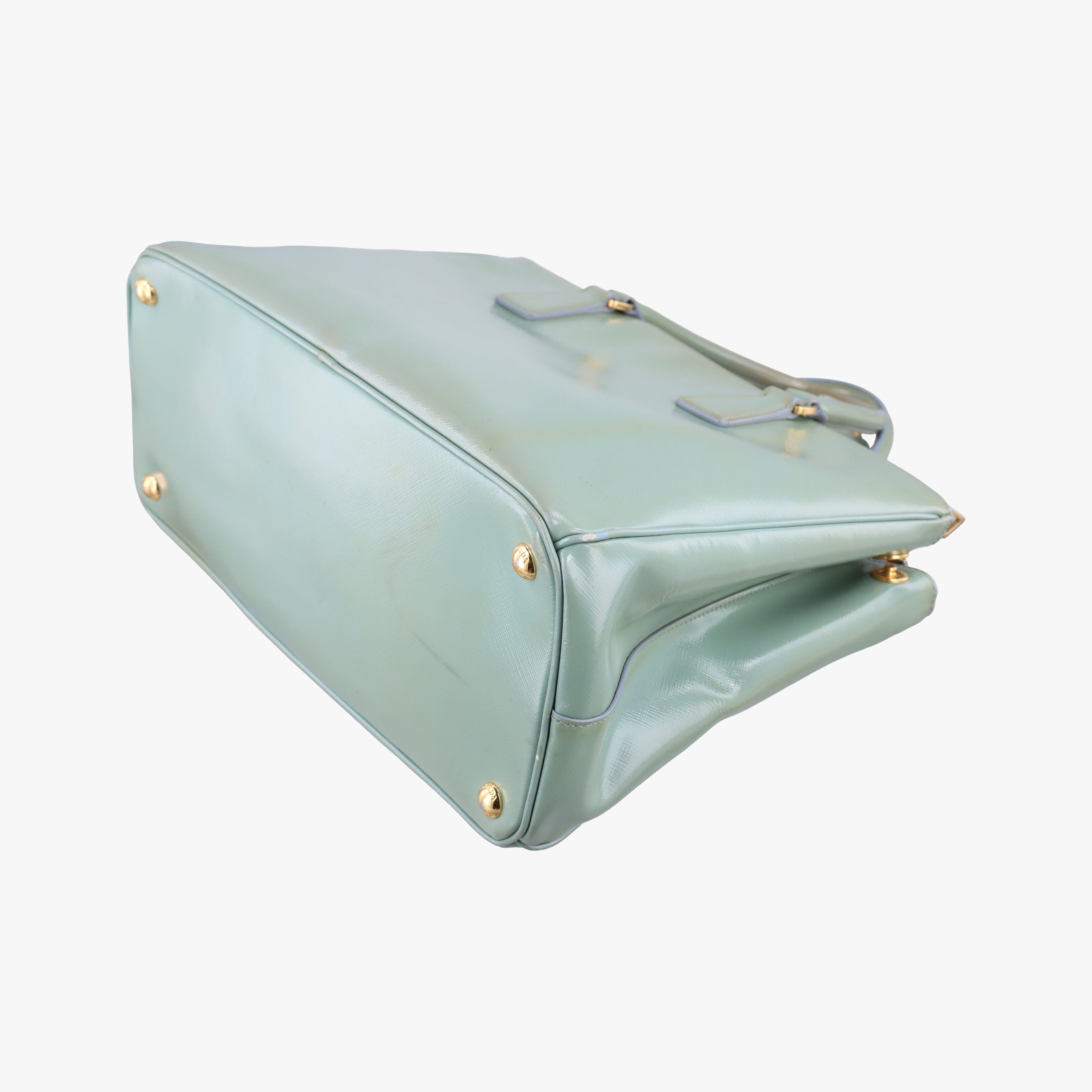 Pre-owned Prada Galleria green Patent BN2274 shoulderbag | stylenewstar