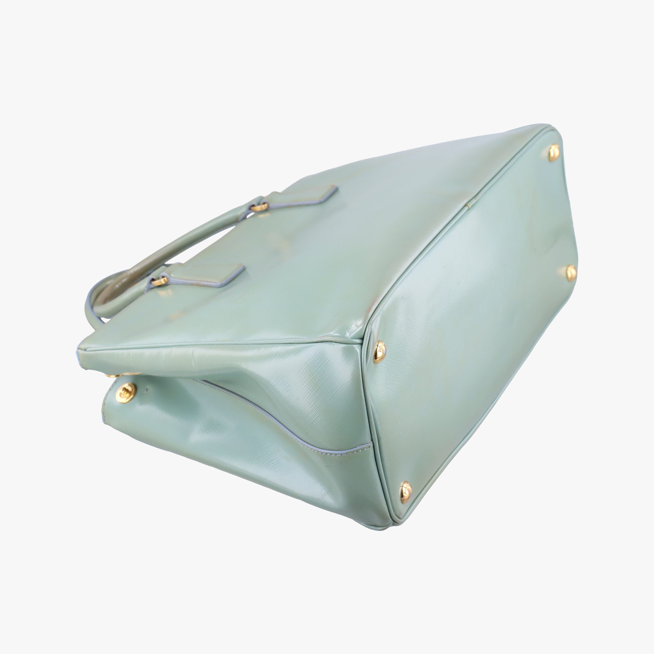 Pre-owned Prada Galleria green Patent BN2274 shoulderbag | stylenewstar
