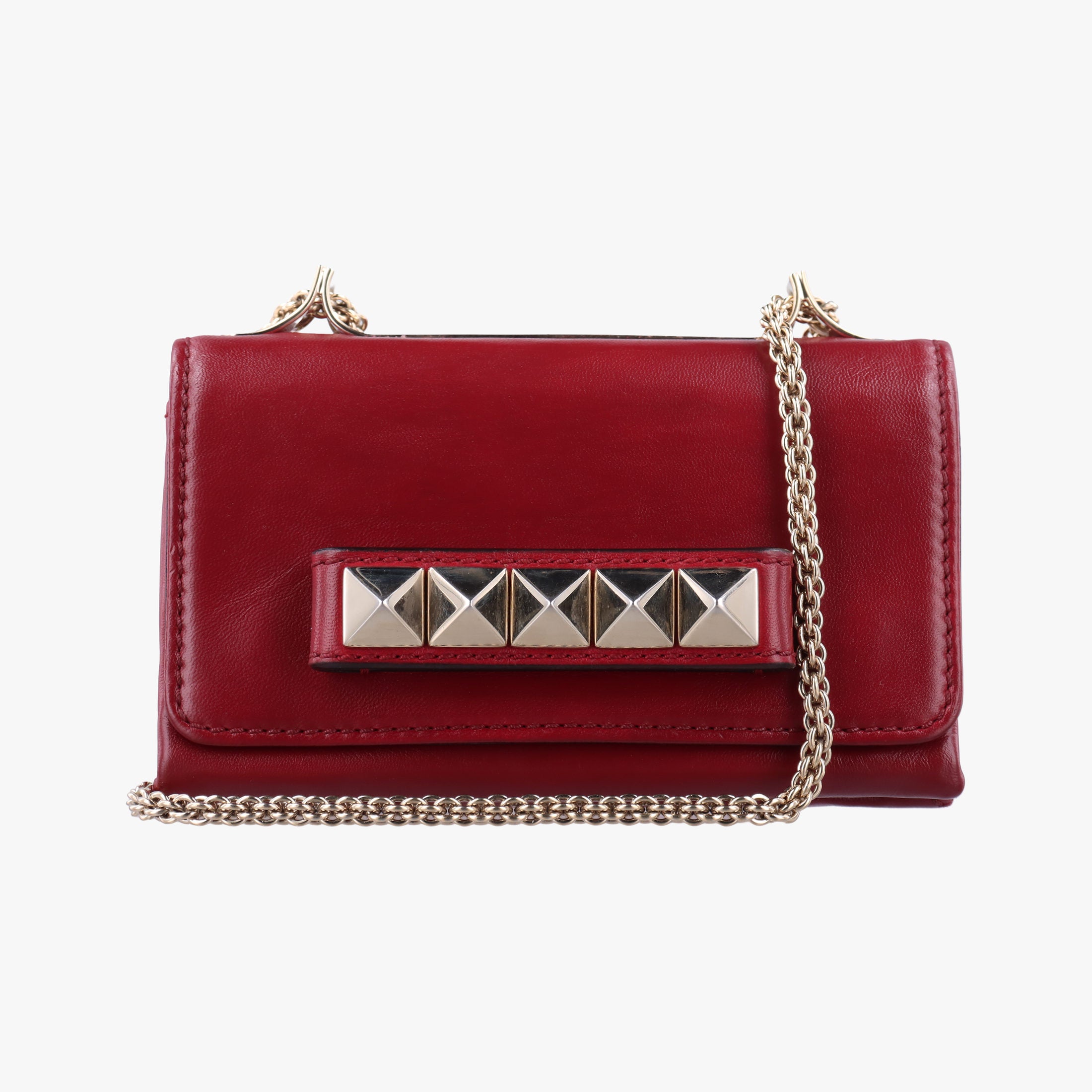 Pre-owned Valentino Rockstud VA VA VOOM Red Leather  shoulderbag | stylenewstar