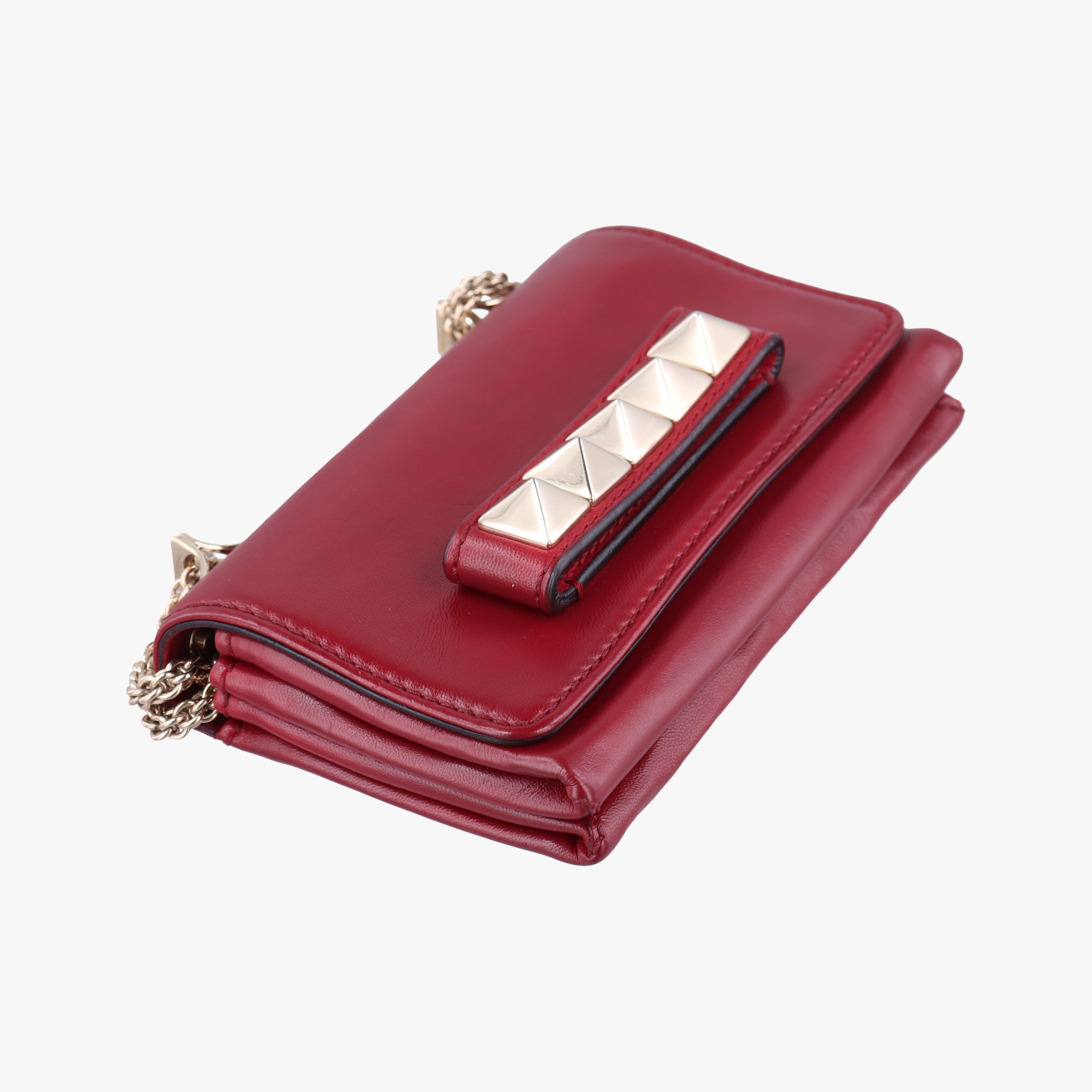 Pre-owned Valentino Rockstud VA VA VOOM Red Leather  shoulderbag | stylenewstar
