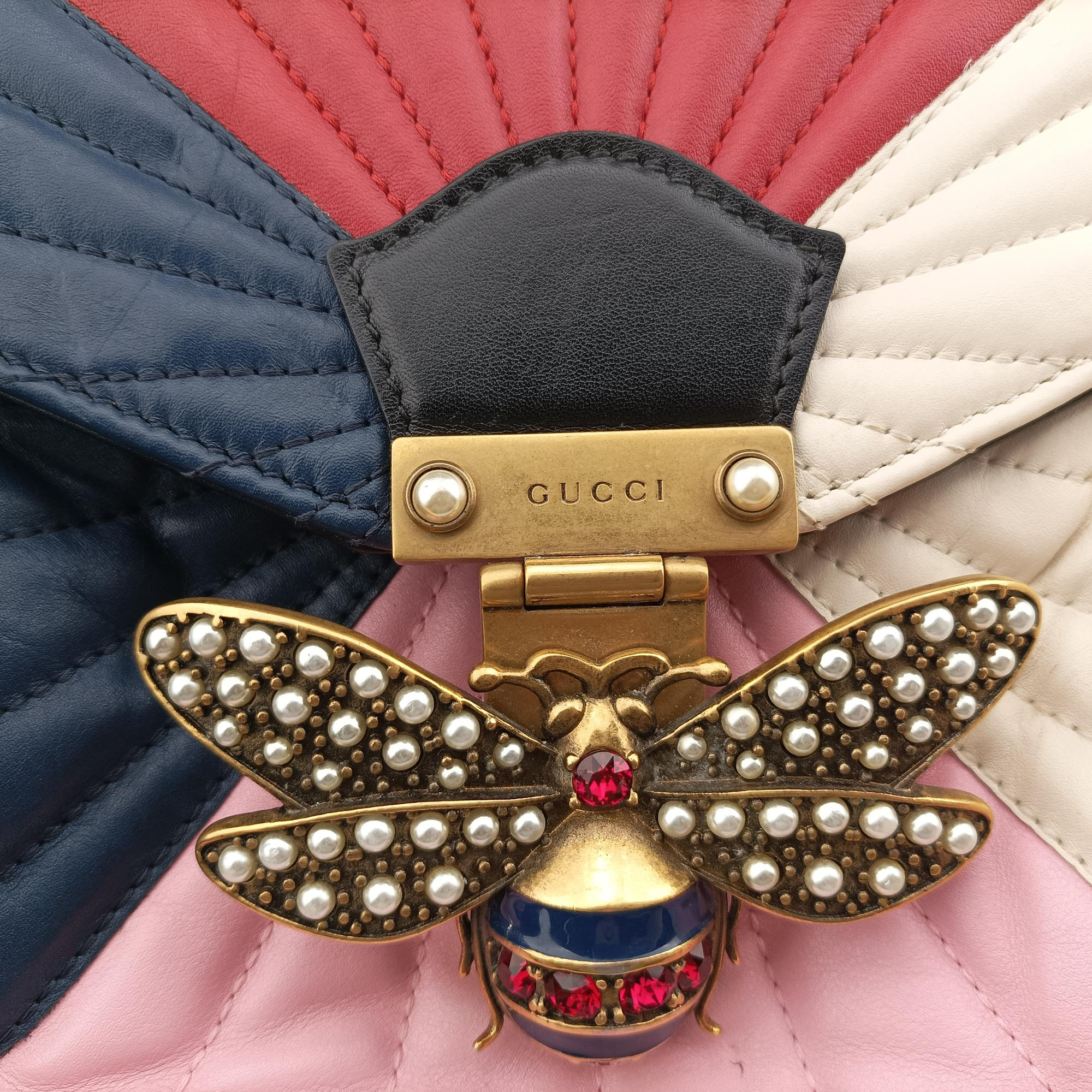 Pre-owned Gucci Queen Margaret Bamboo Multicolour Leather 476664 backpack/rucksack | stylenewstar