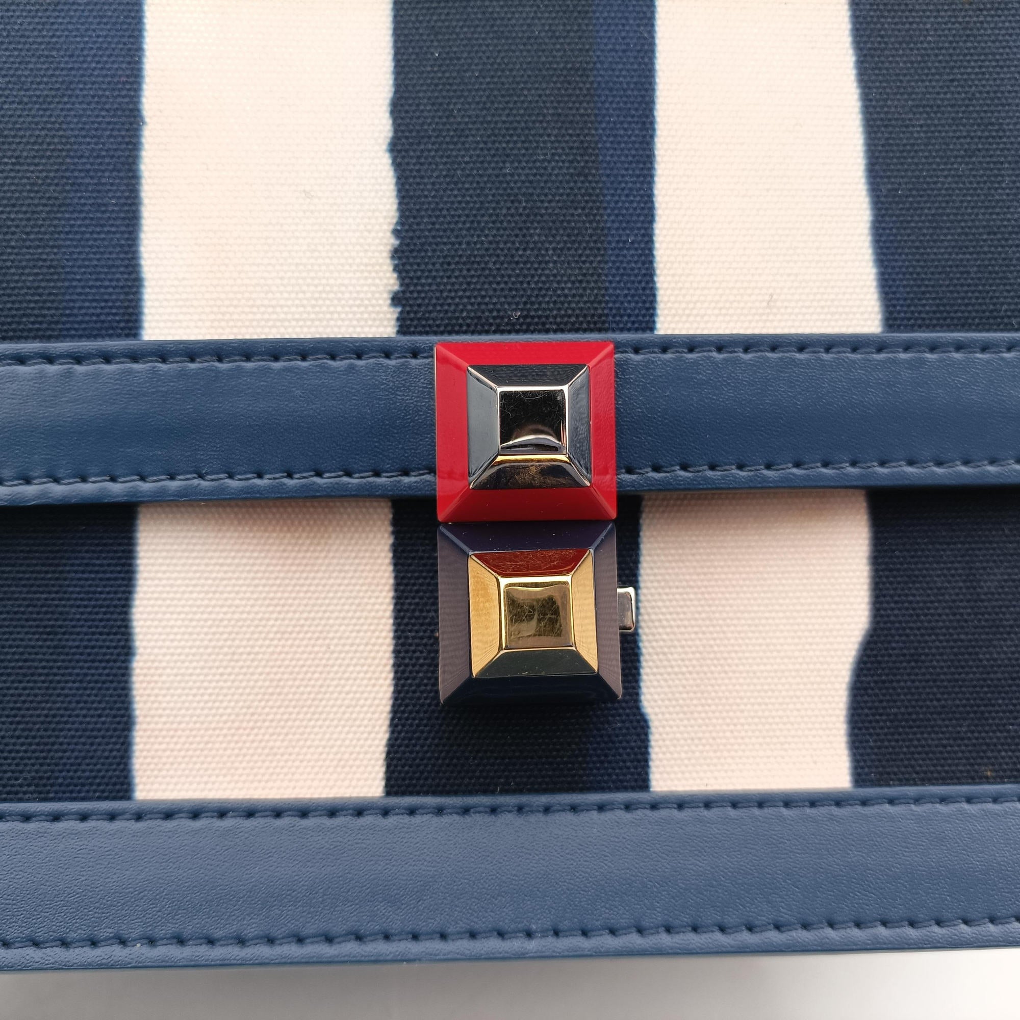 Secondhand Fendi studded Kan I blue×Multicolour canvasxleather 8M0381 shoulderbag | stylenewstar