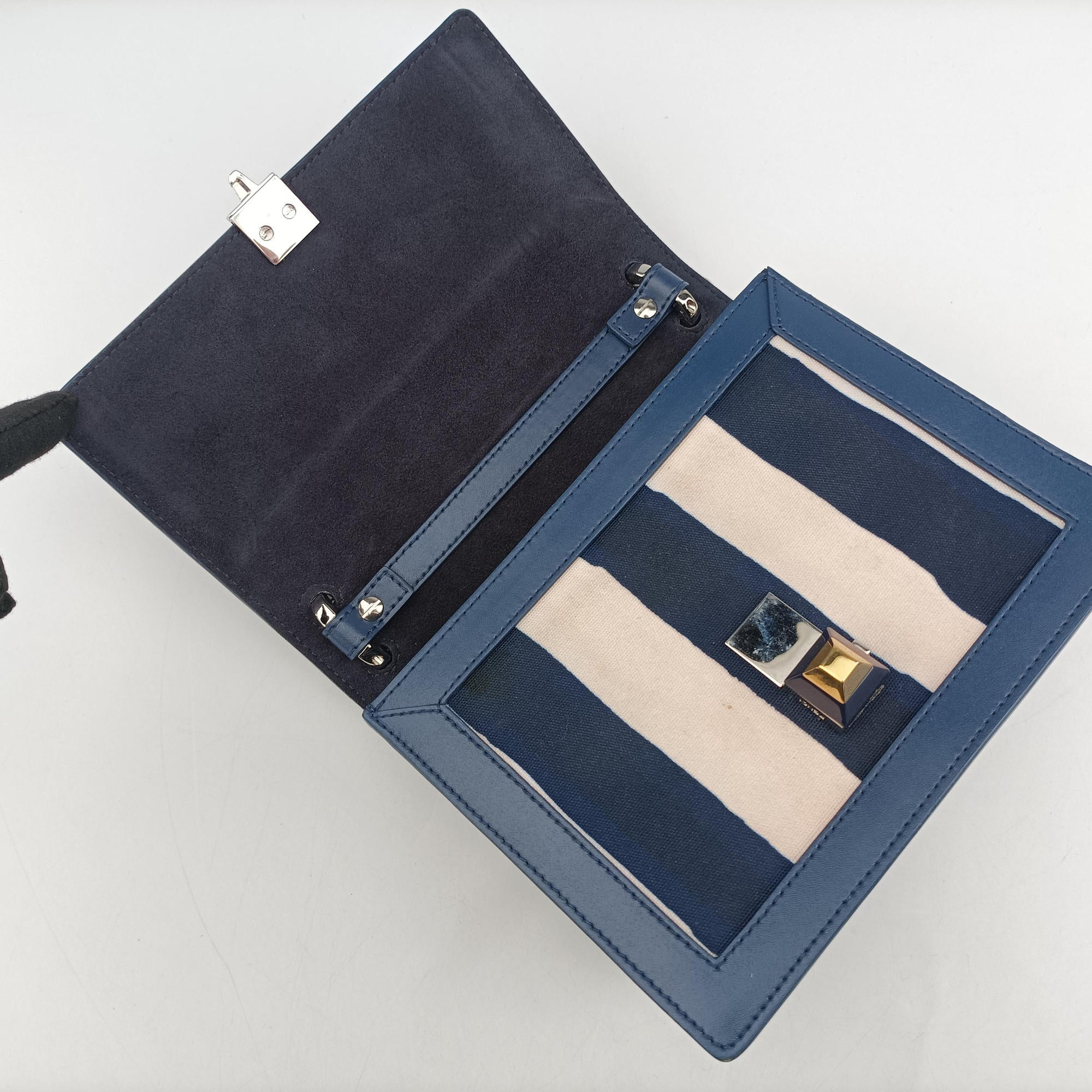 Secondhand Fendi studded Kan I blue×Multicolour canvasxleather 8M0381 shoulderbag | stylenewstar