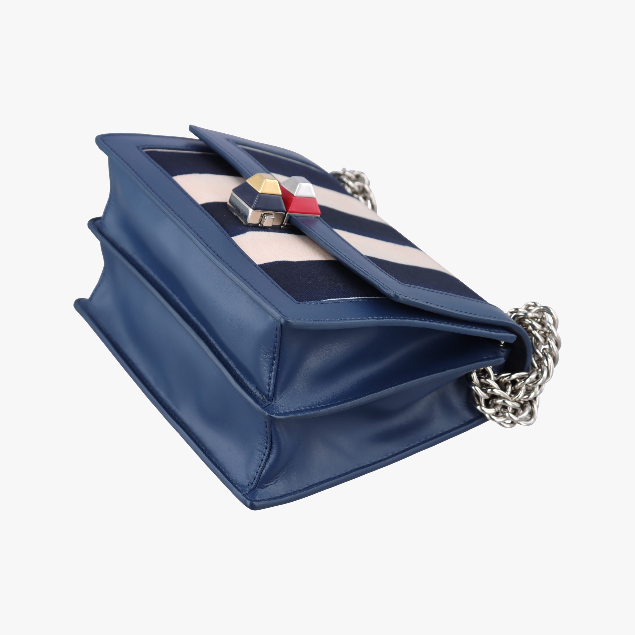 Secondhand Fendi studded Kan I blue×Multicolour canvasxleather 8M0381 shoulderbag | stylenewstar