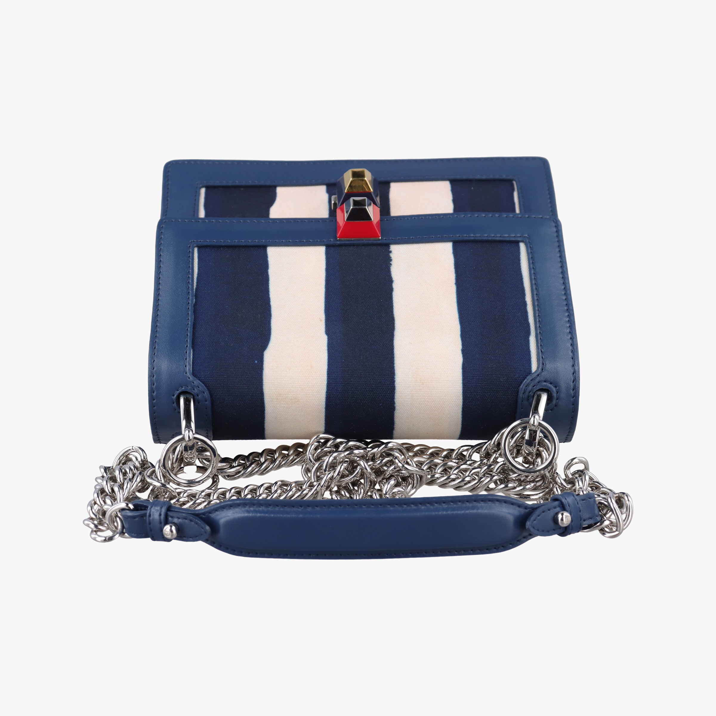 Secondhand Fendi studded Kan I blue×Multicolour canvasxleather 8M0381 shoulderbag | stylenewstar