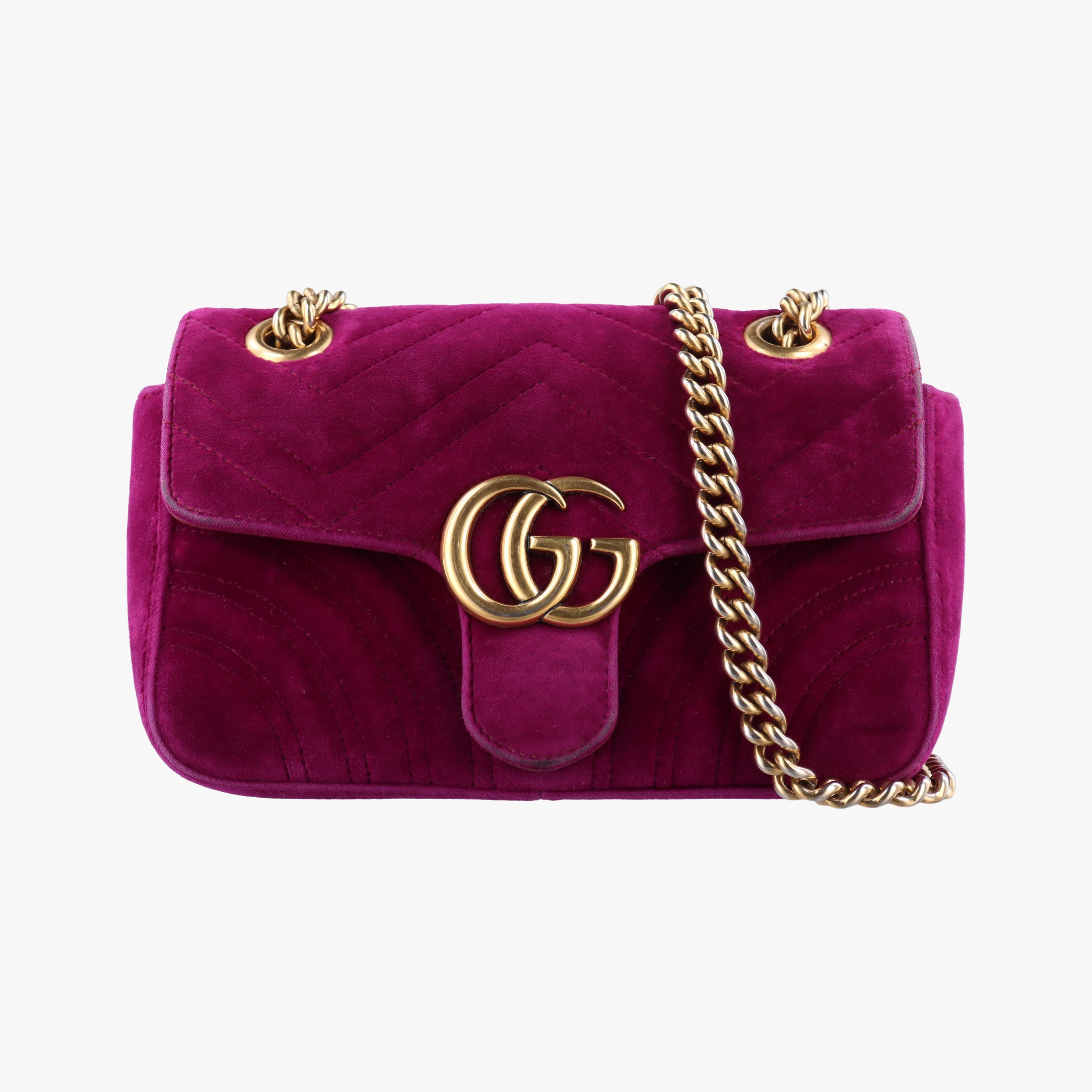 Pre-owned Gucci GG Marmont Rose velour 446744 shoulderbag | stylenewstar