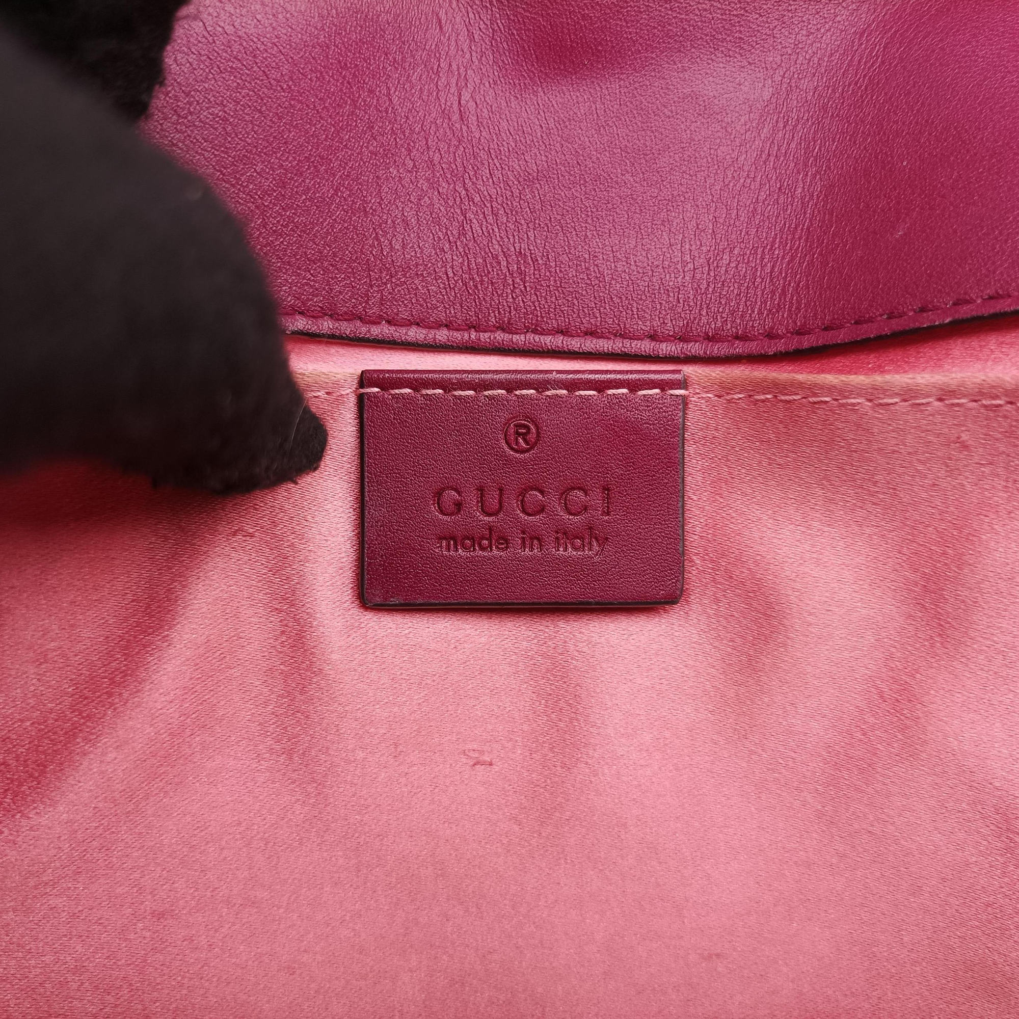 Pre-owned Gucci GG Marmont Rose velour 446744 shoulderbag | stylenewstar