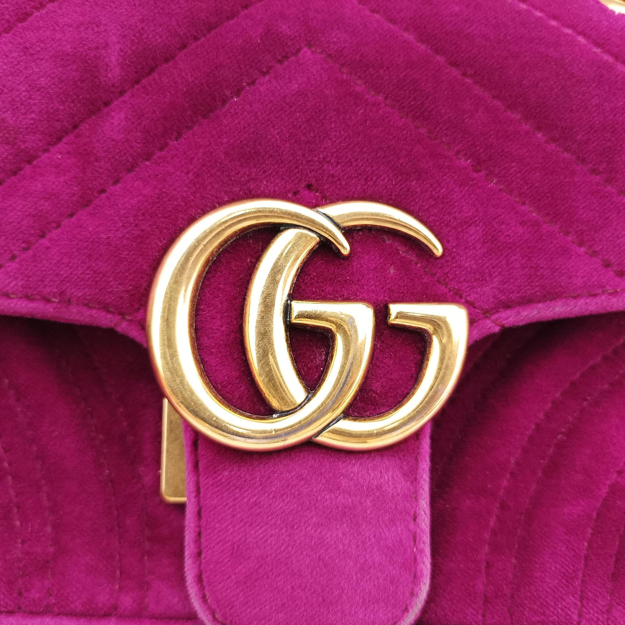 Pre-owned Gucci GG Marmont Rose velour 446744 shoulderbag | stylenewstar