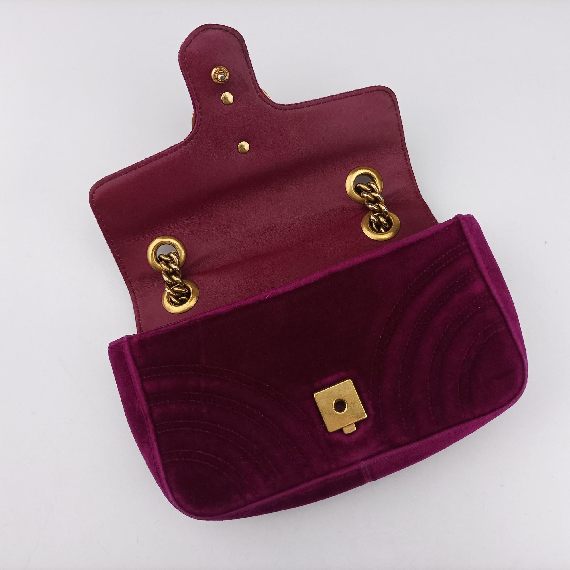 Pre-owned Gucci GG Marmont Rose velour 446744 shoulderbag | stylenewstar