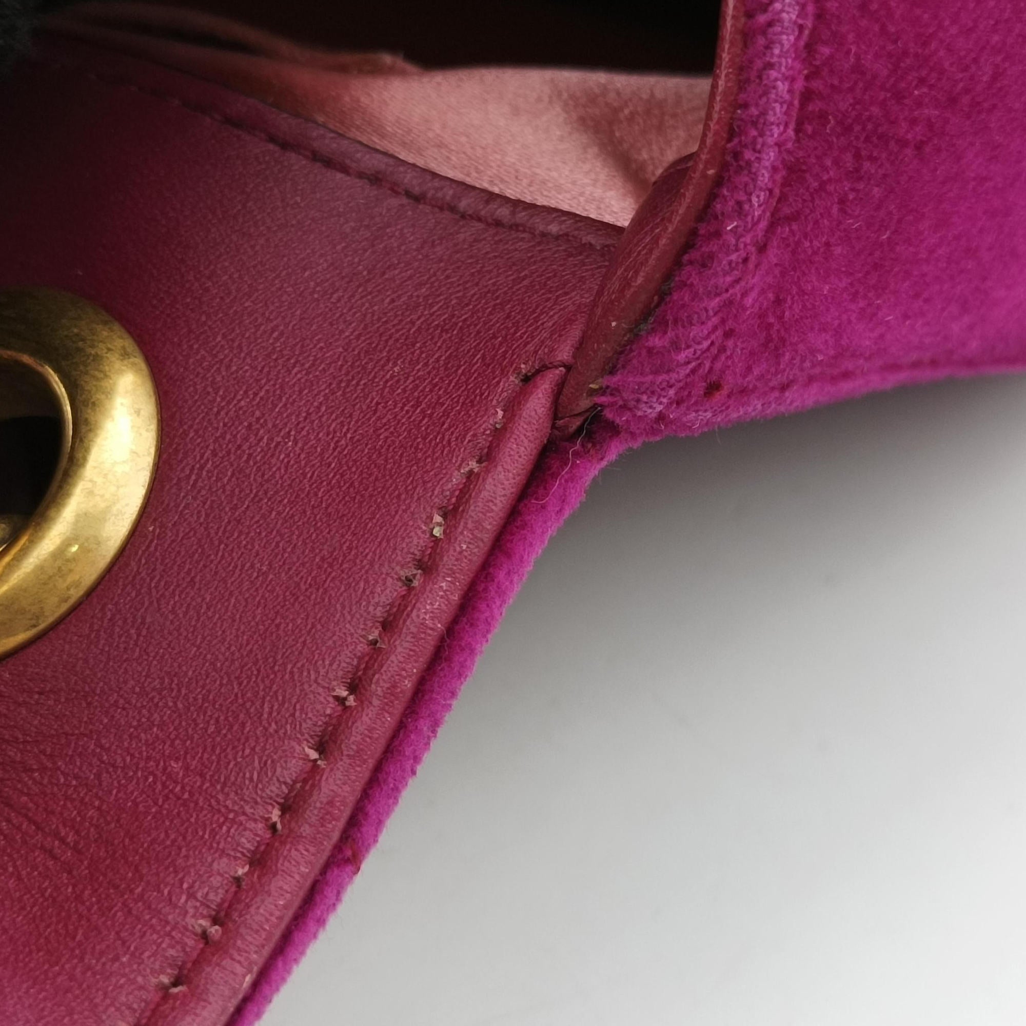 Pre-owned Gucci GG Marmont Rose velour 446744 shoulderbag | stylenewstar