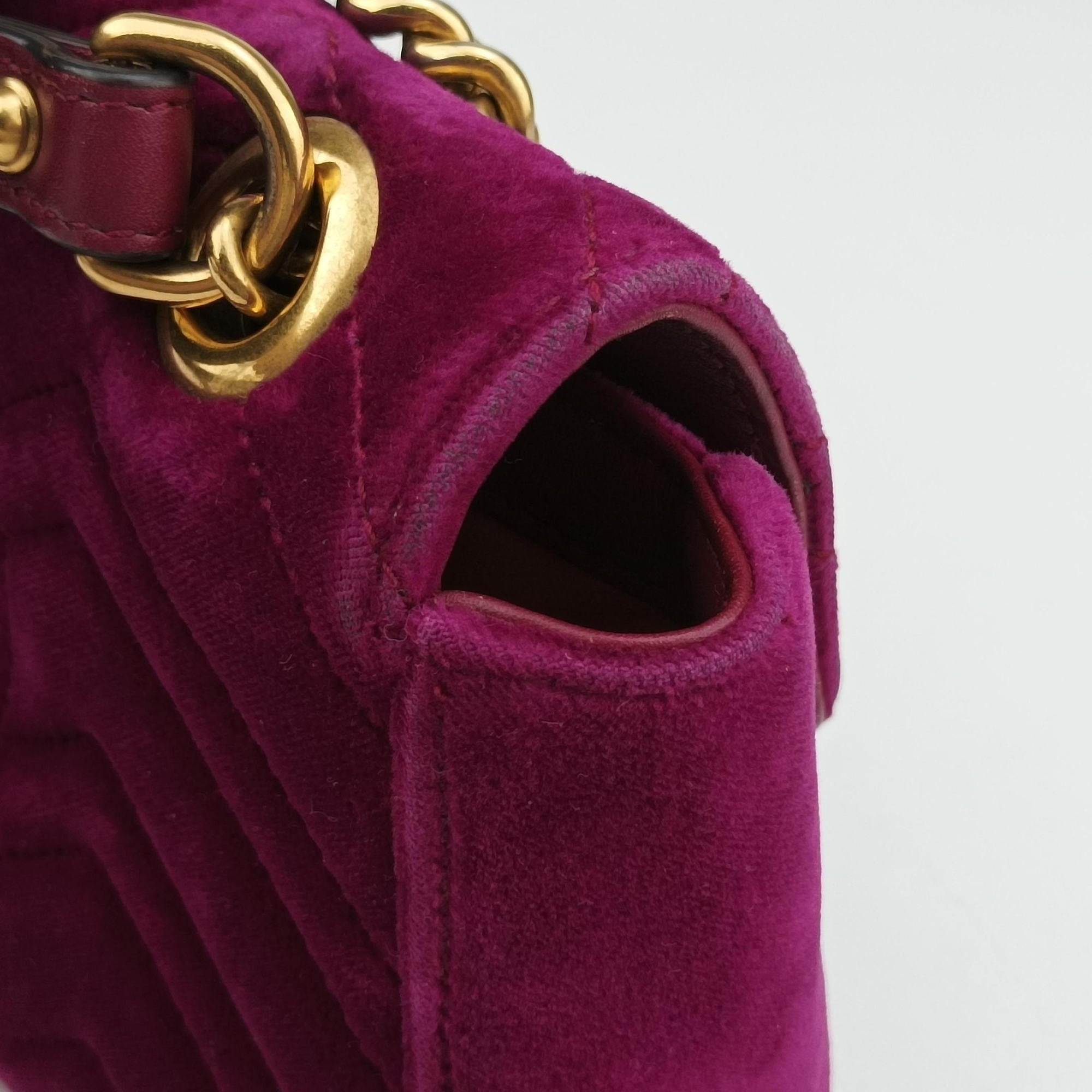 Pre-owned Gucci GG Marmont Rose velour 446744 shoulderbag | stylenewstar